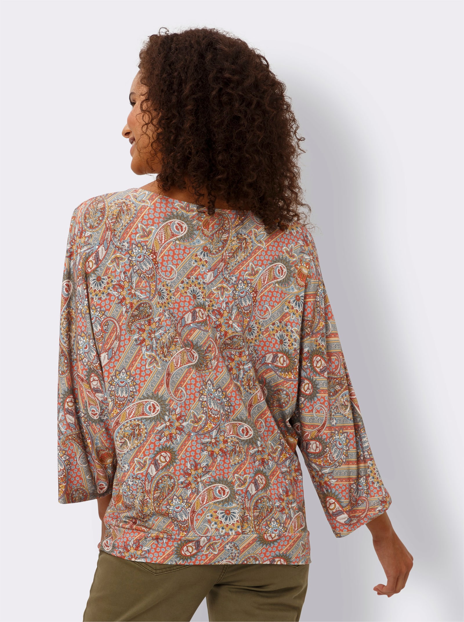 heine 3/4-Arm-Shirt mit Paisley-Muster - elfenbein-bleu-bedruckt