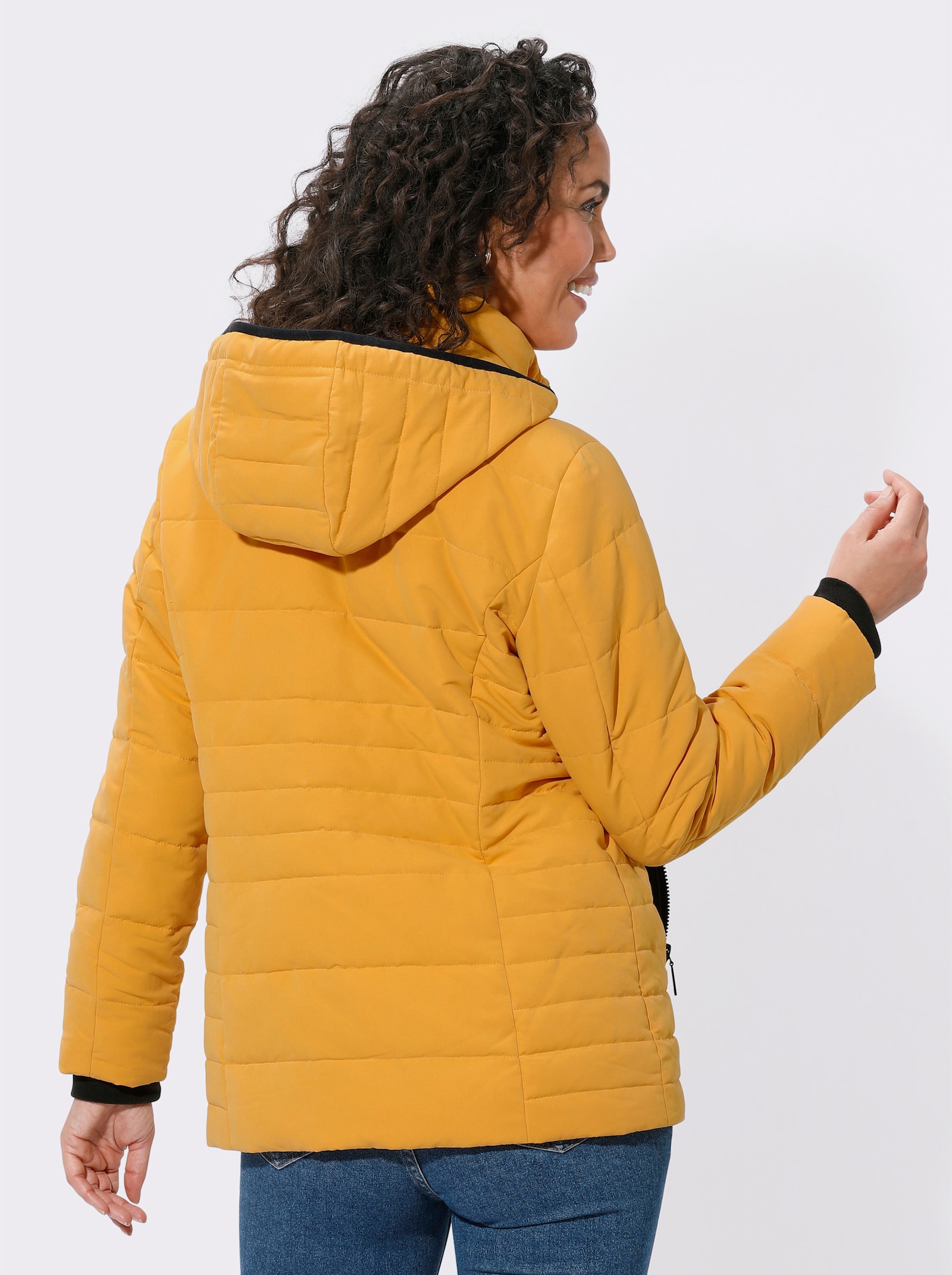 Steppjacke mit Ripsband-Verzierung - ocker