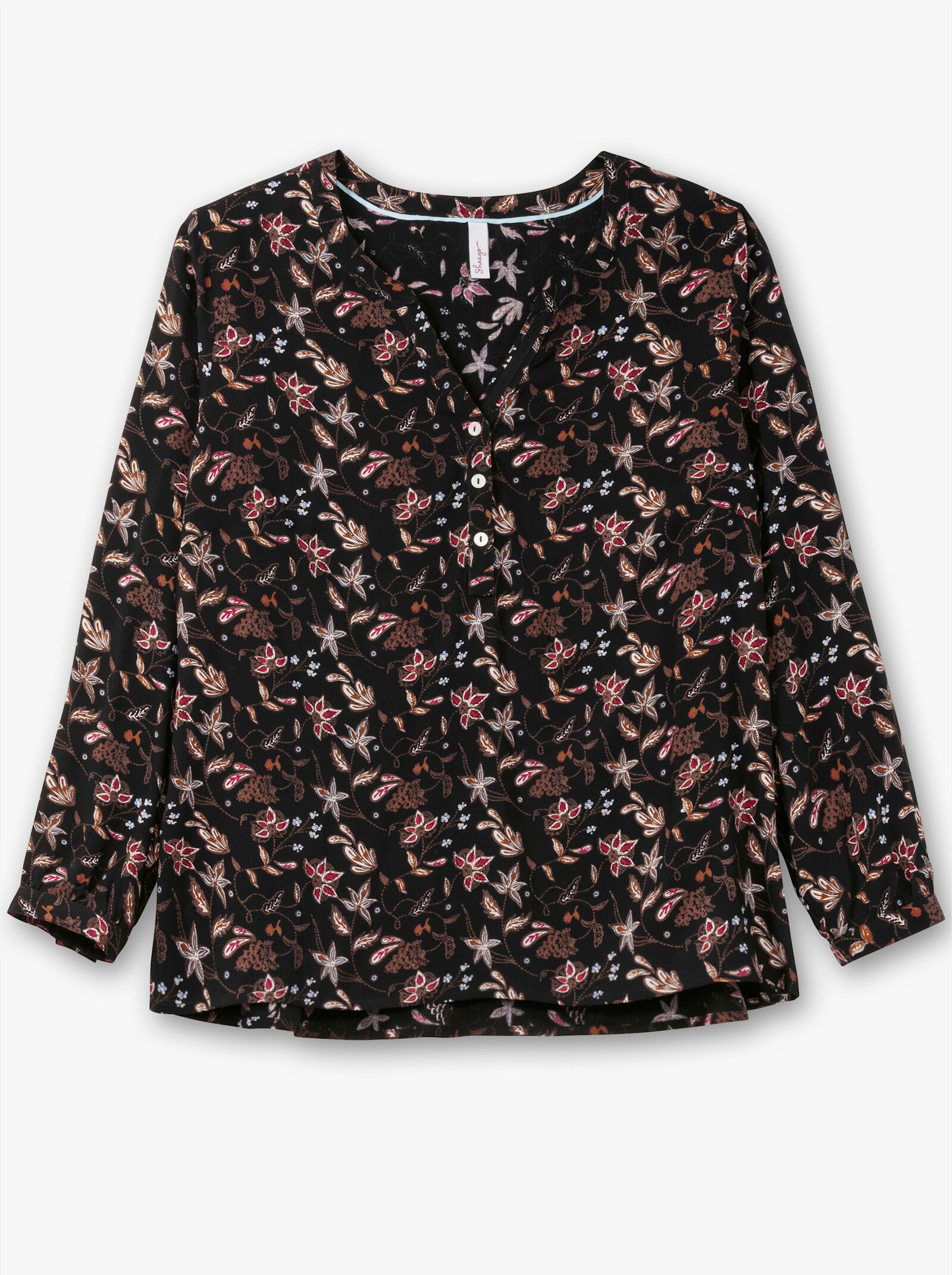 sheego Tunika im Doppelpack - aubergine + schwarz-gemustert