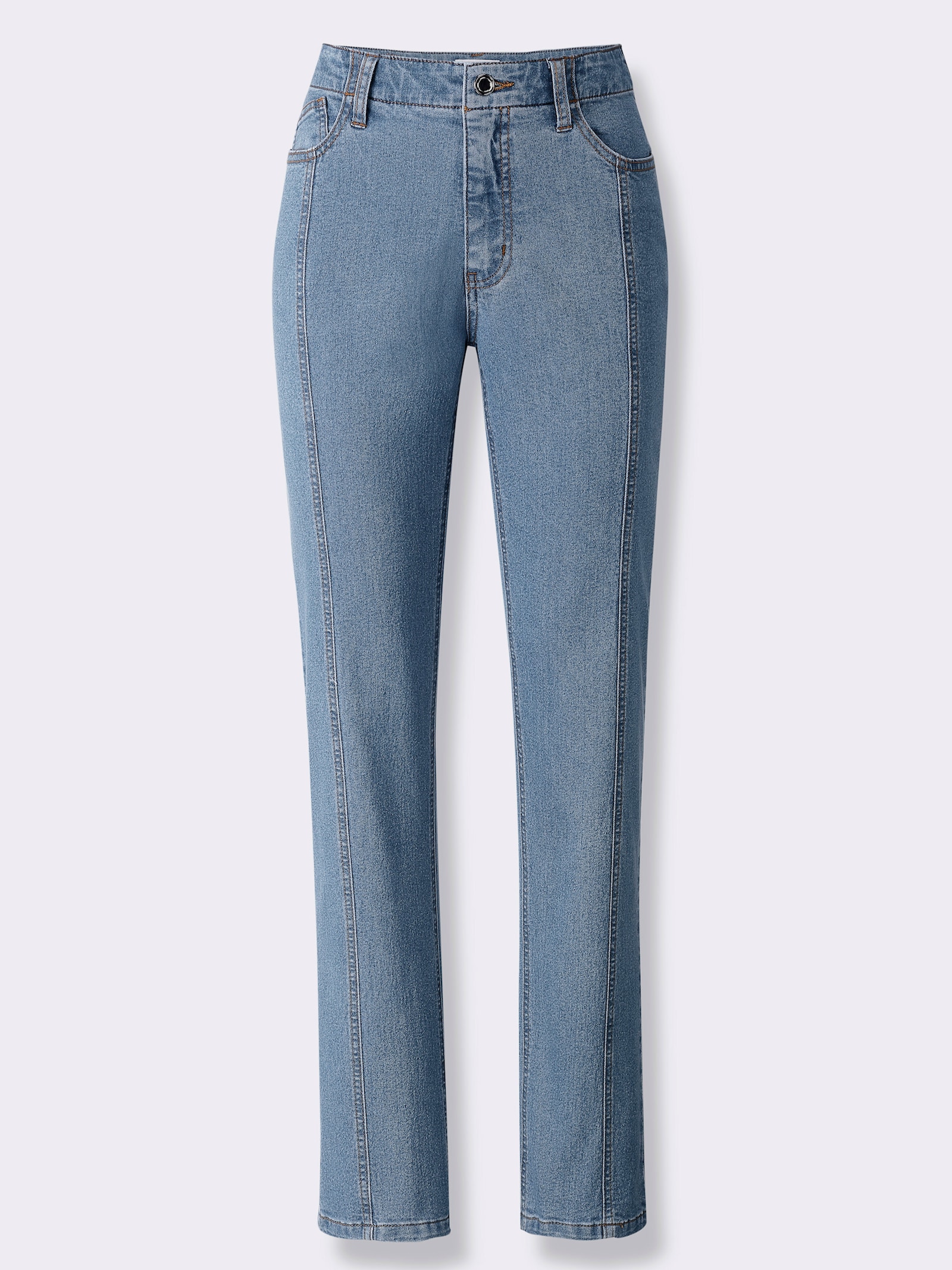 Jeans mit höher geschnittenem Bund - blue-bleached