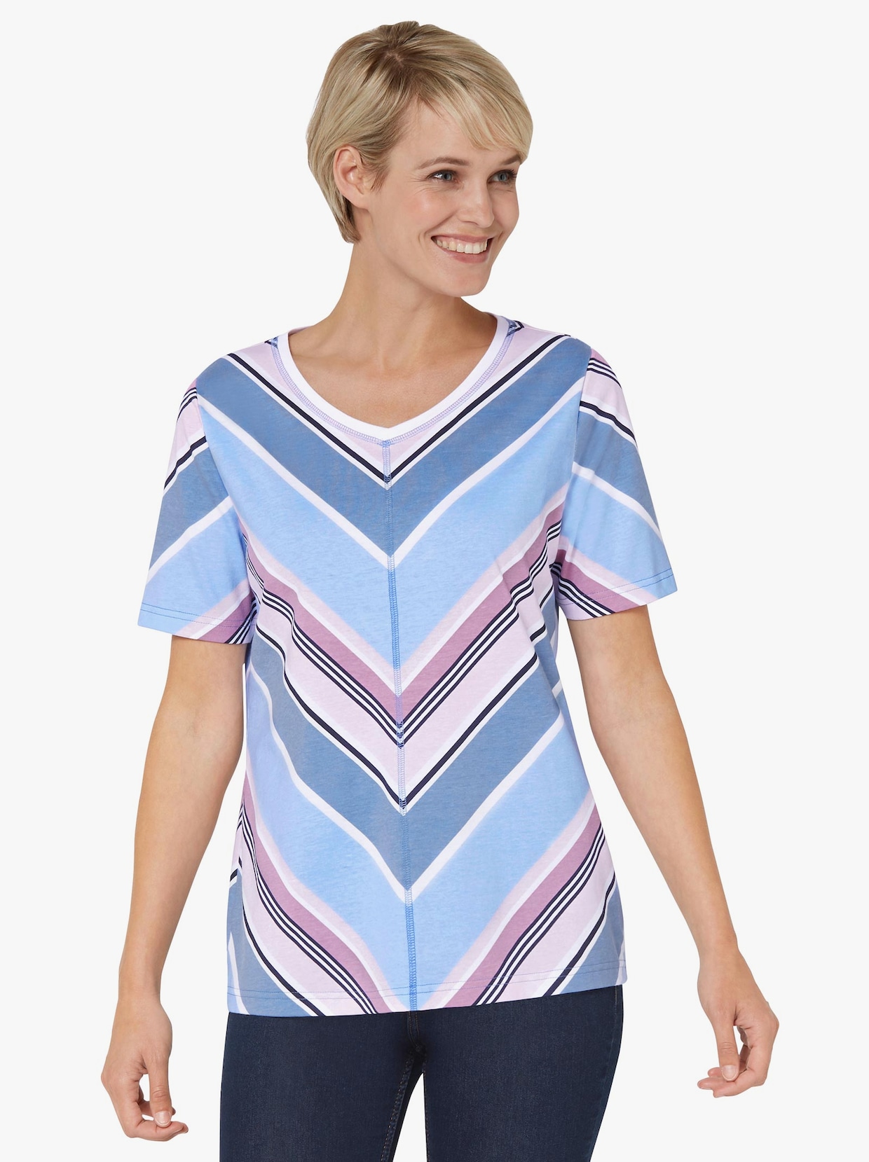 Shirt met korte mouwen - roze/ijsblauw gedessineerd