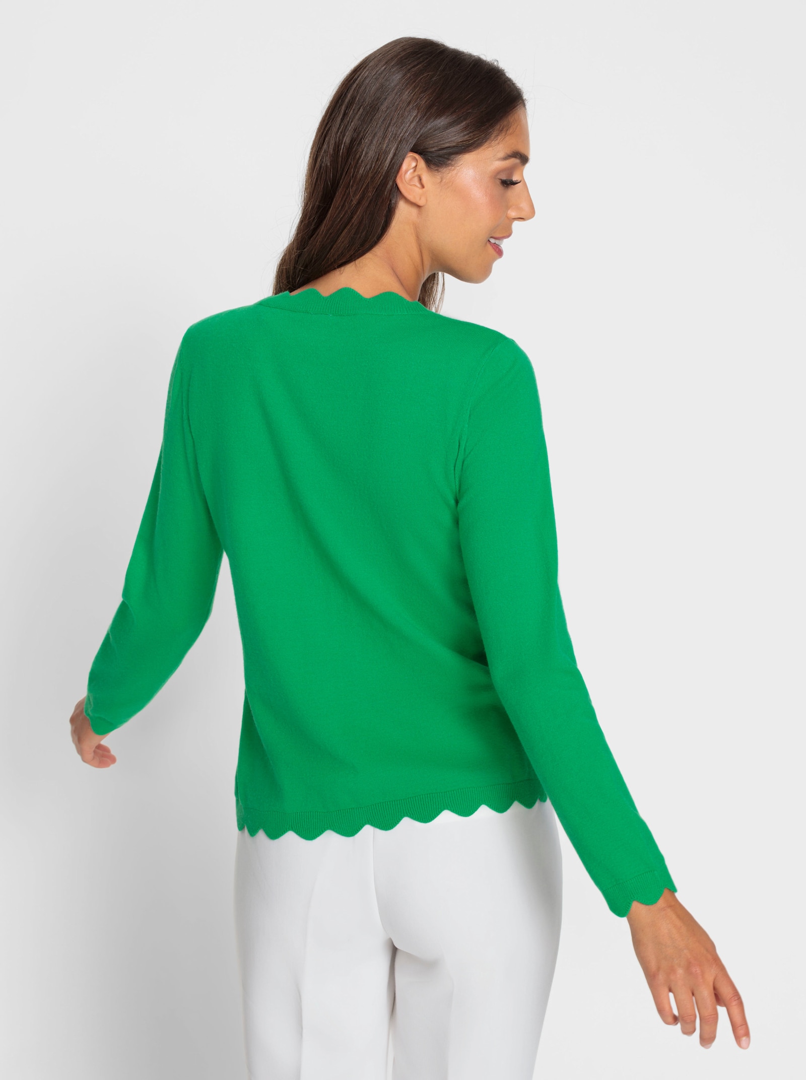 heine Veste en tricot fin avec bords ondulés - vert pomme