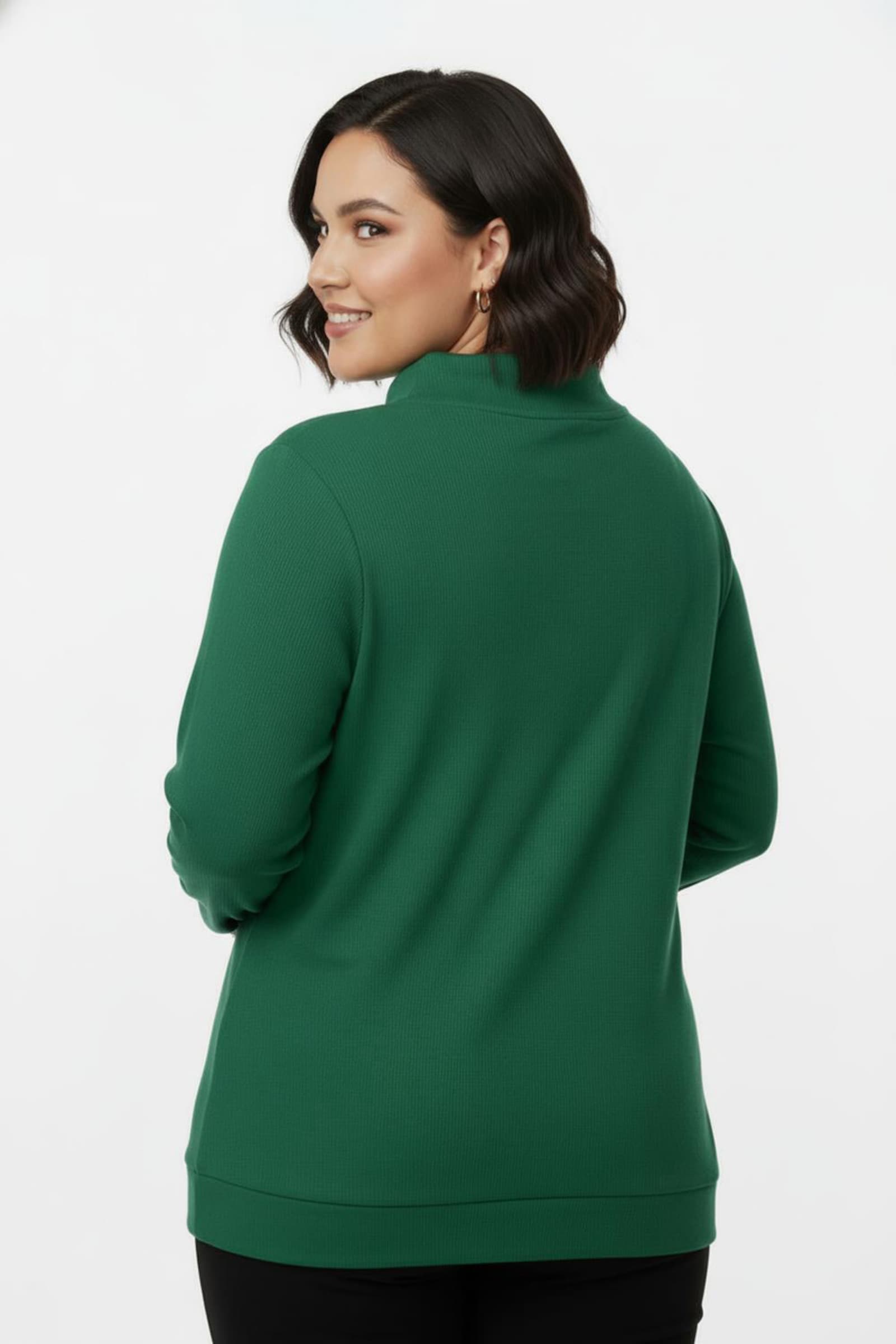 Sweatshirt mit gestreiftem Bindeband - grün