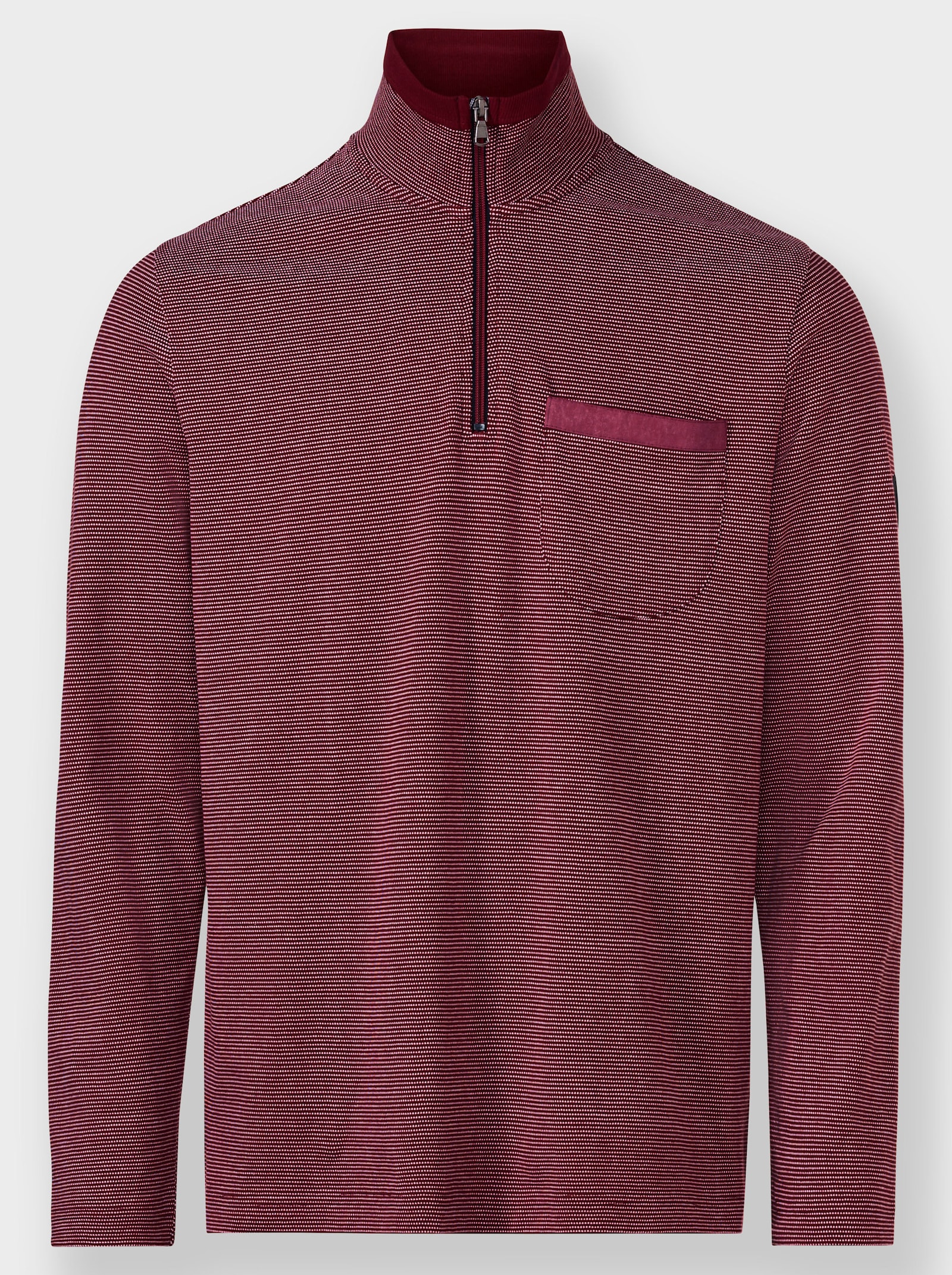 Marco Donati Langarmshirt - dunkelrot-meliert