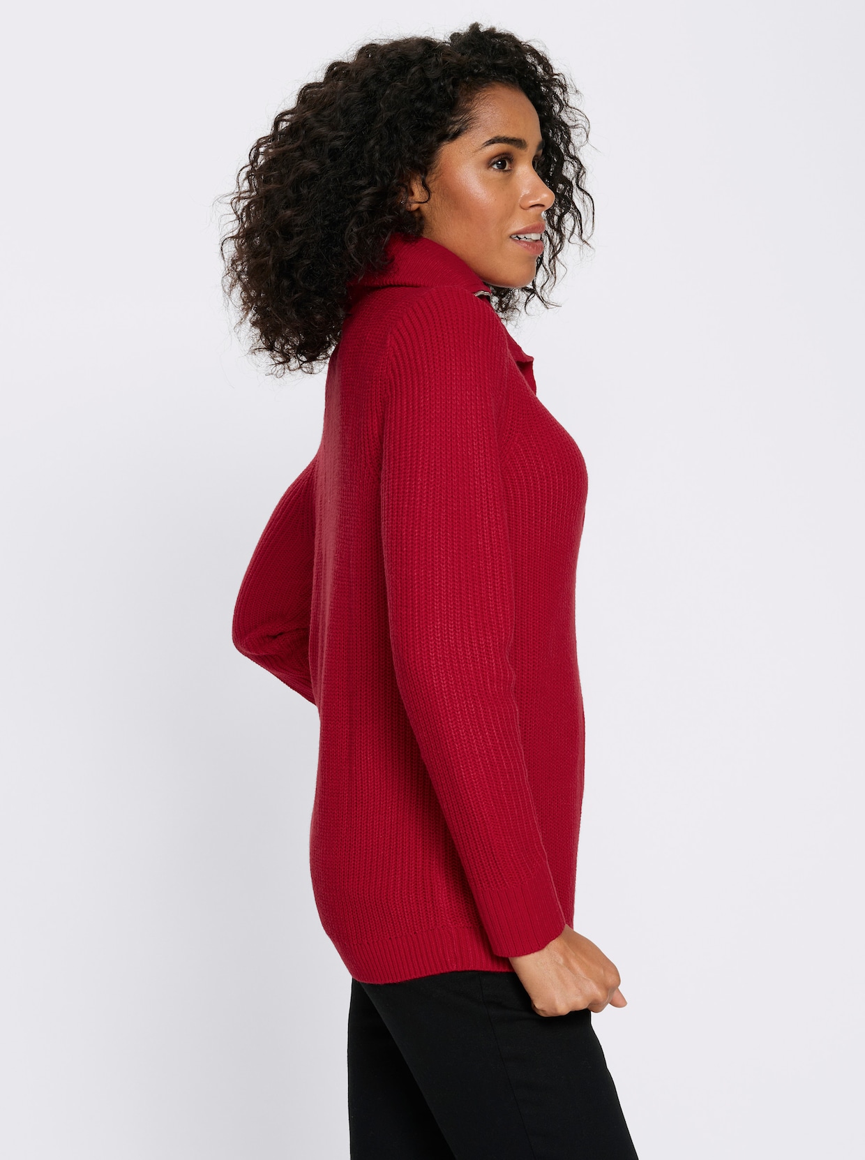 Schipperstrui met dubbele kraag - rood