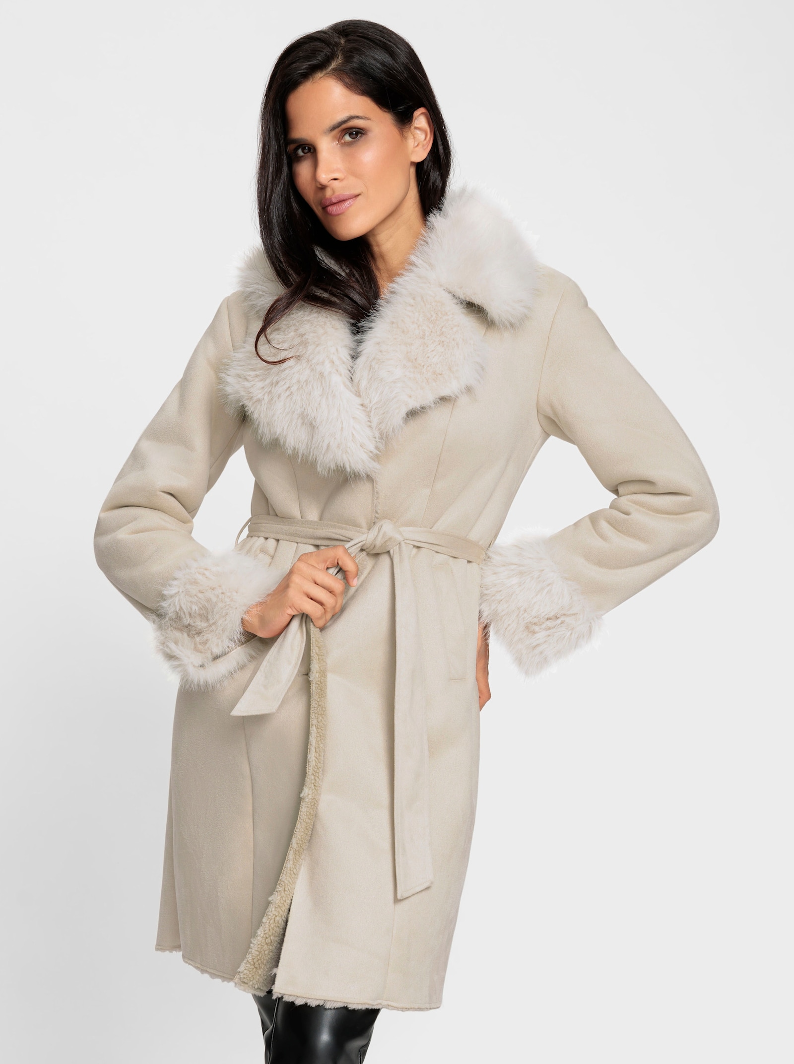 heine Manteau court en synthétique velours - sable