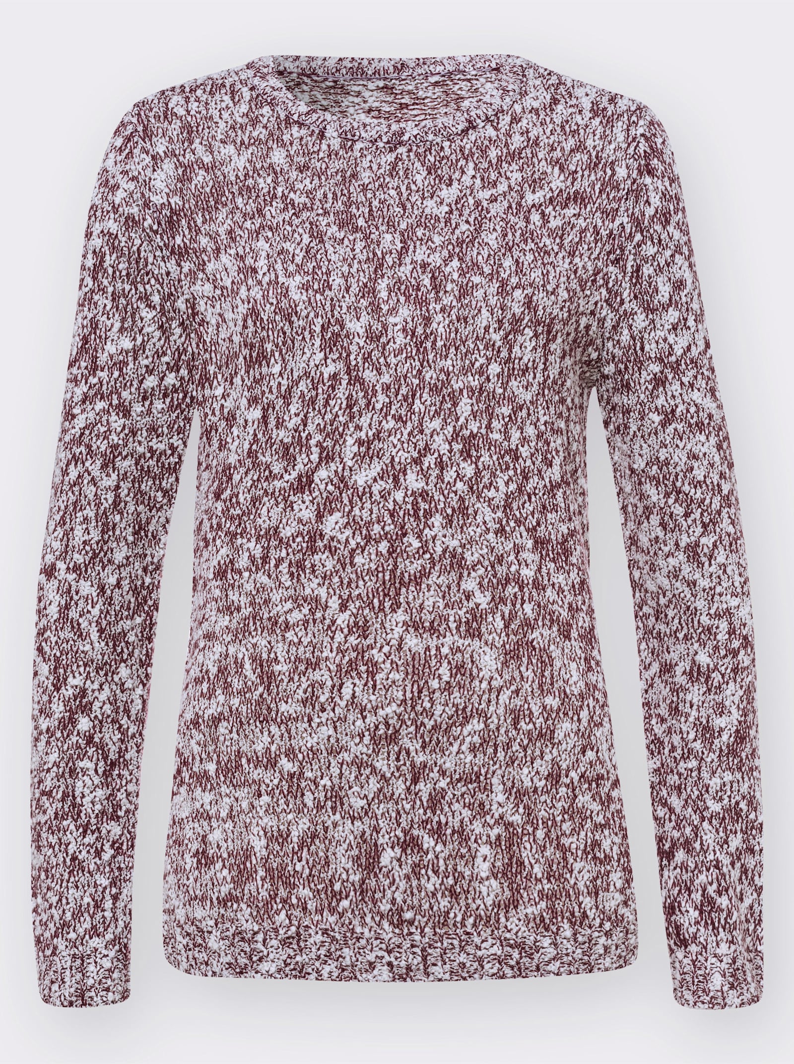 Rundhalspullover mit Effektgarn - burgund