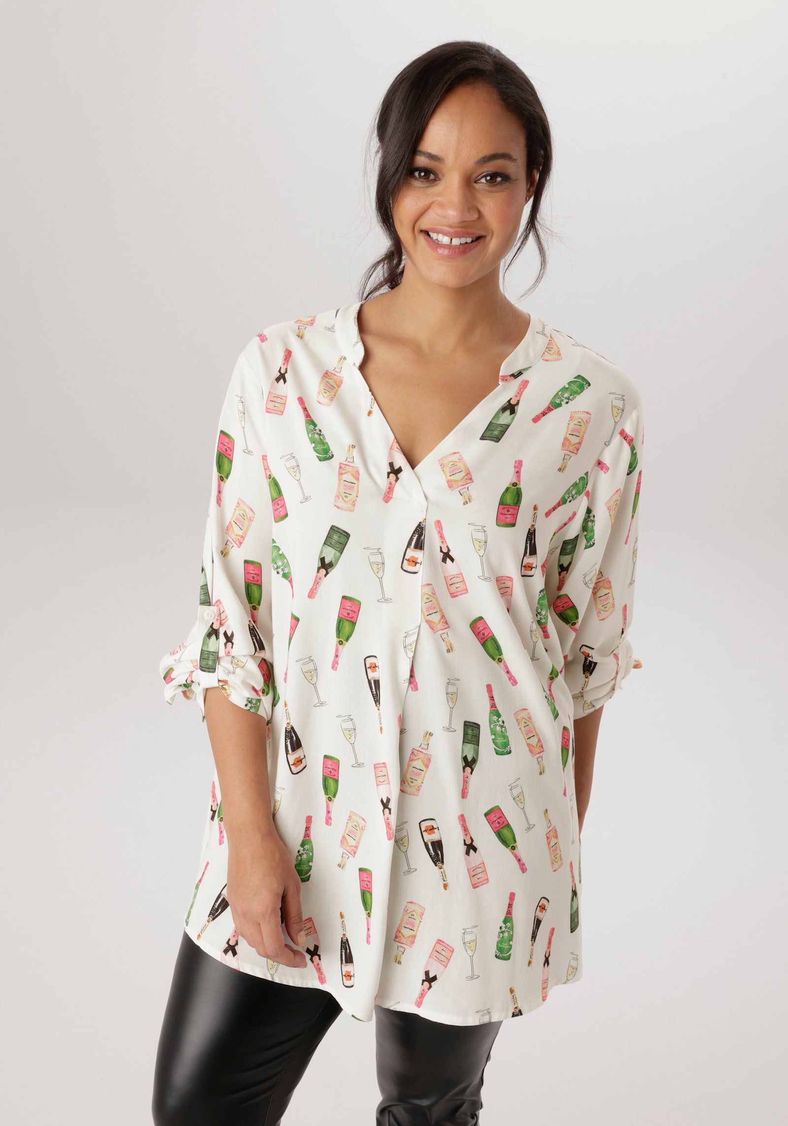 Aniston PLUS Schlupfbluse - weiß-bedruckt