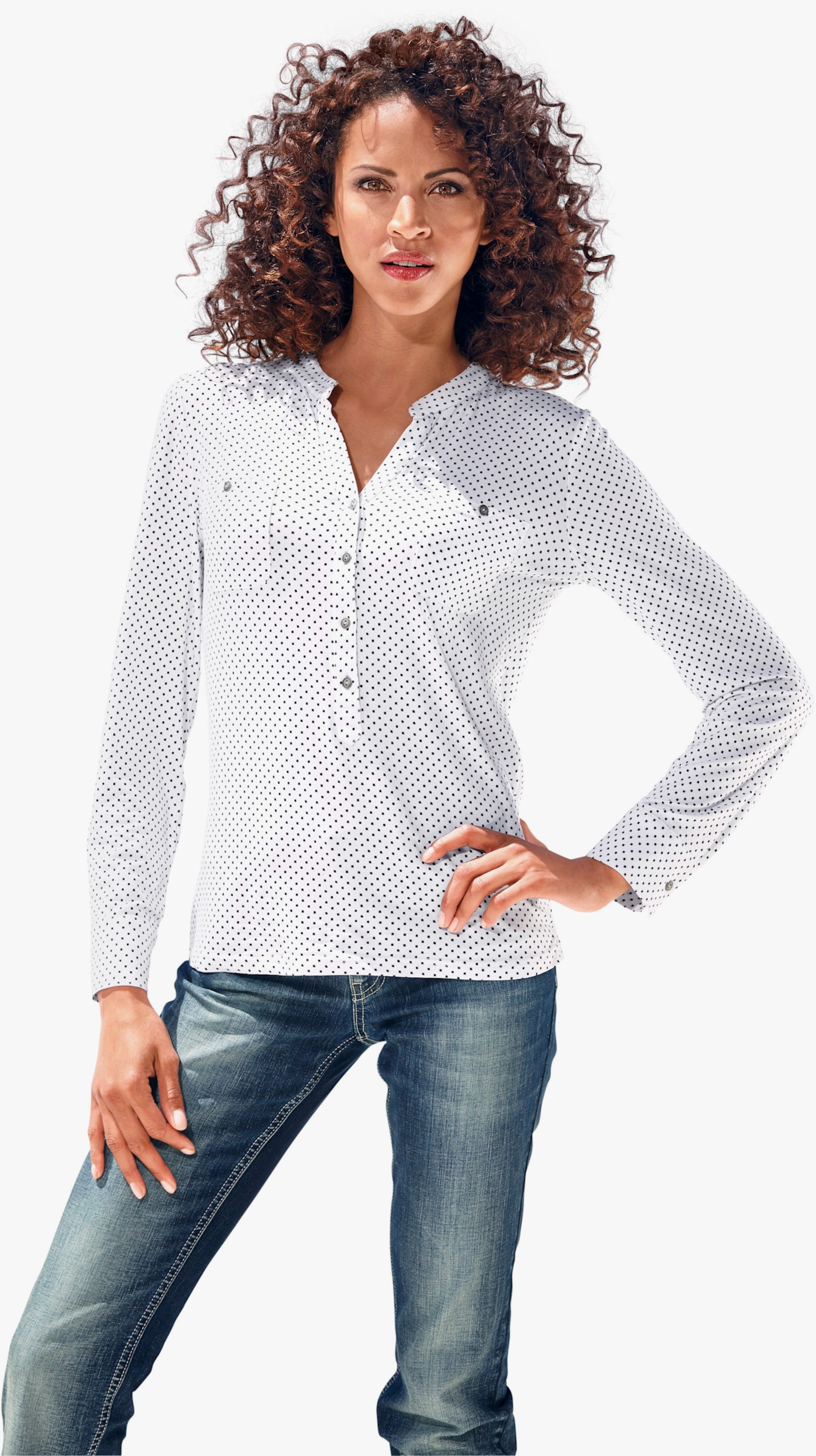 heine Blusenshirt mit Brusttaschen - weiß