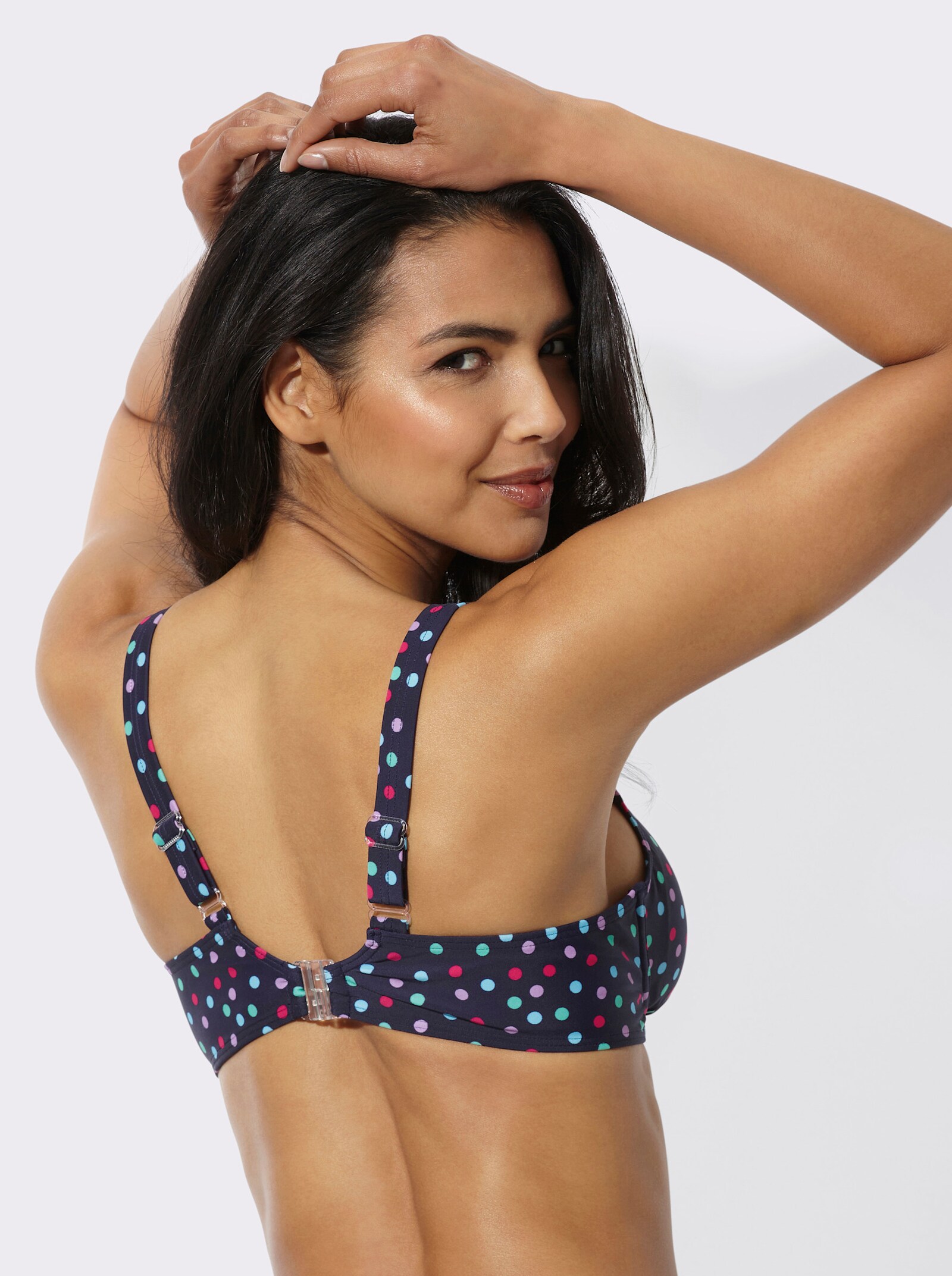 Bikinitop met stippendessin - marine/pink geprint