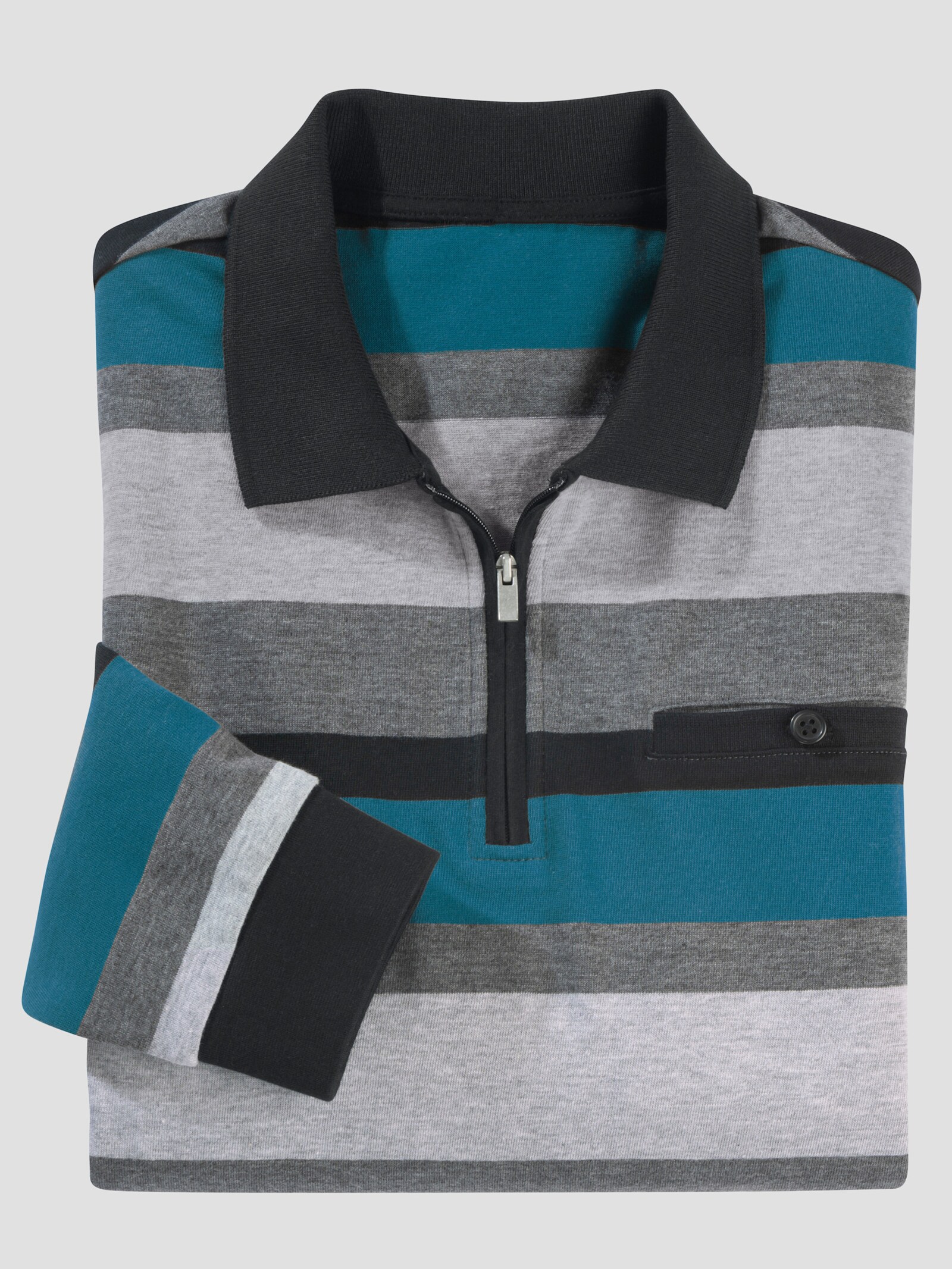 Sweatshirt in streepjesdessin - zwart/aquapetrol gestreept