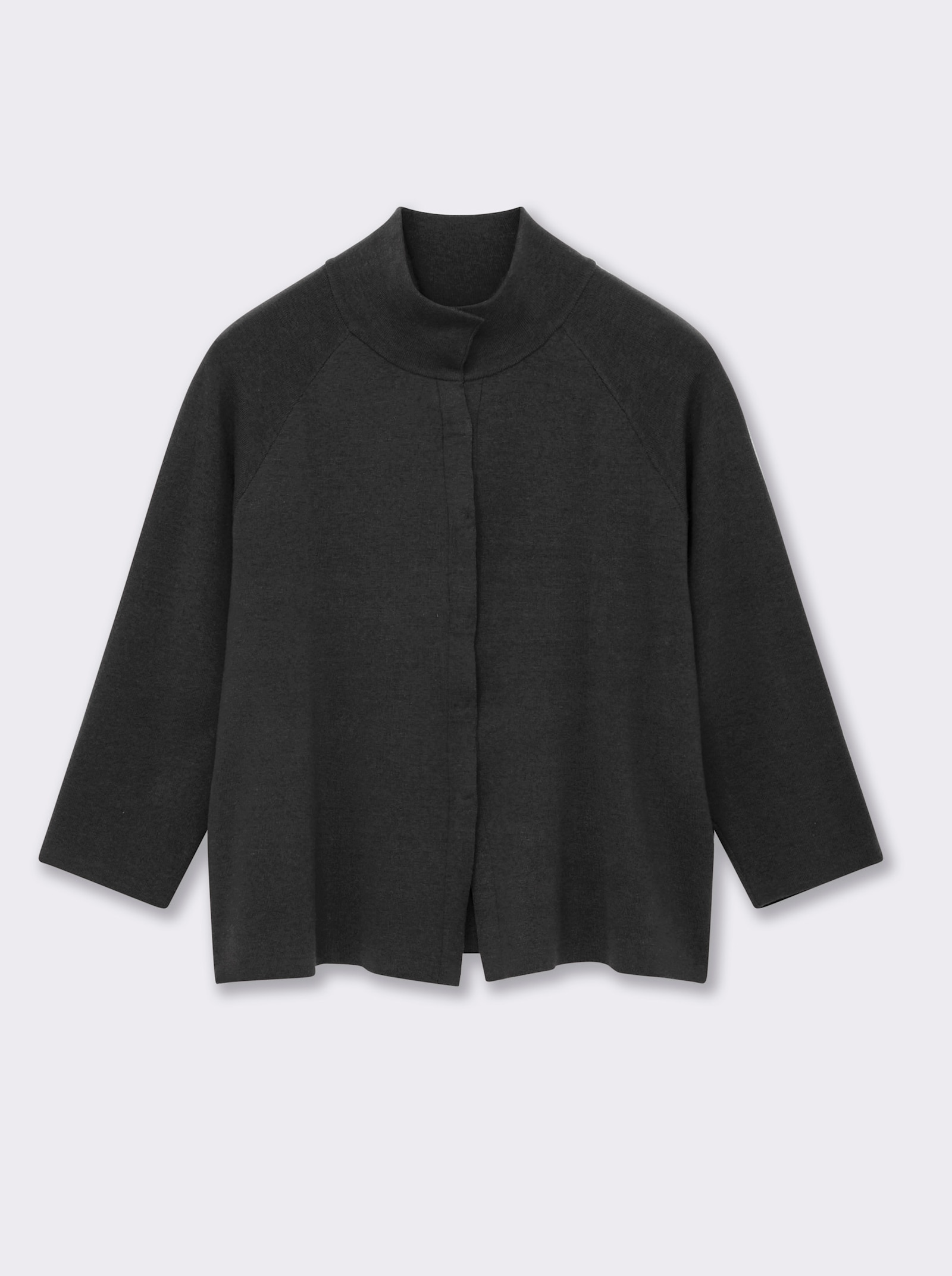 sheego Strickjacke mit weiten 3/4-Ärmeln - anthrazit-meliert