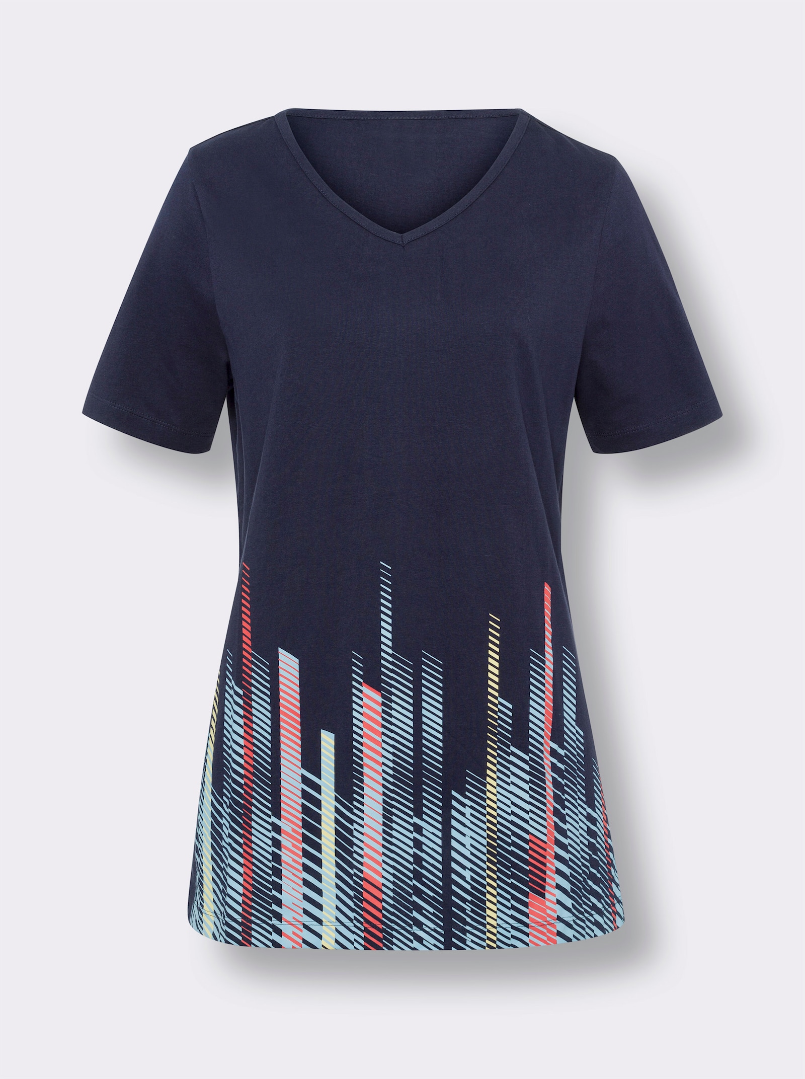 Lang shirt met V-hals - marine