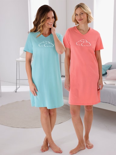 wäschepur Sleepshirts - aquamarin + flamingo