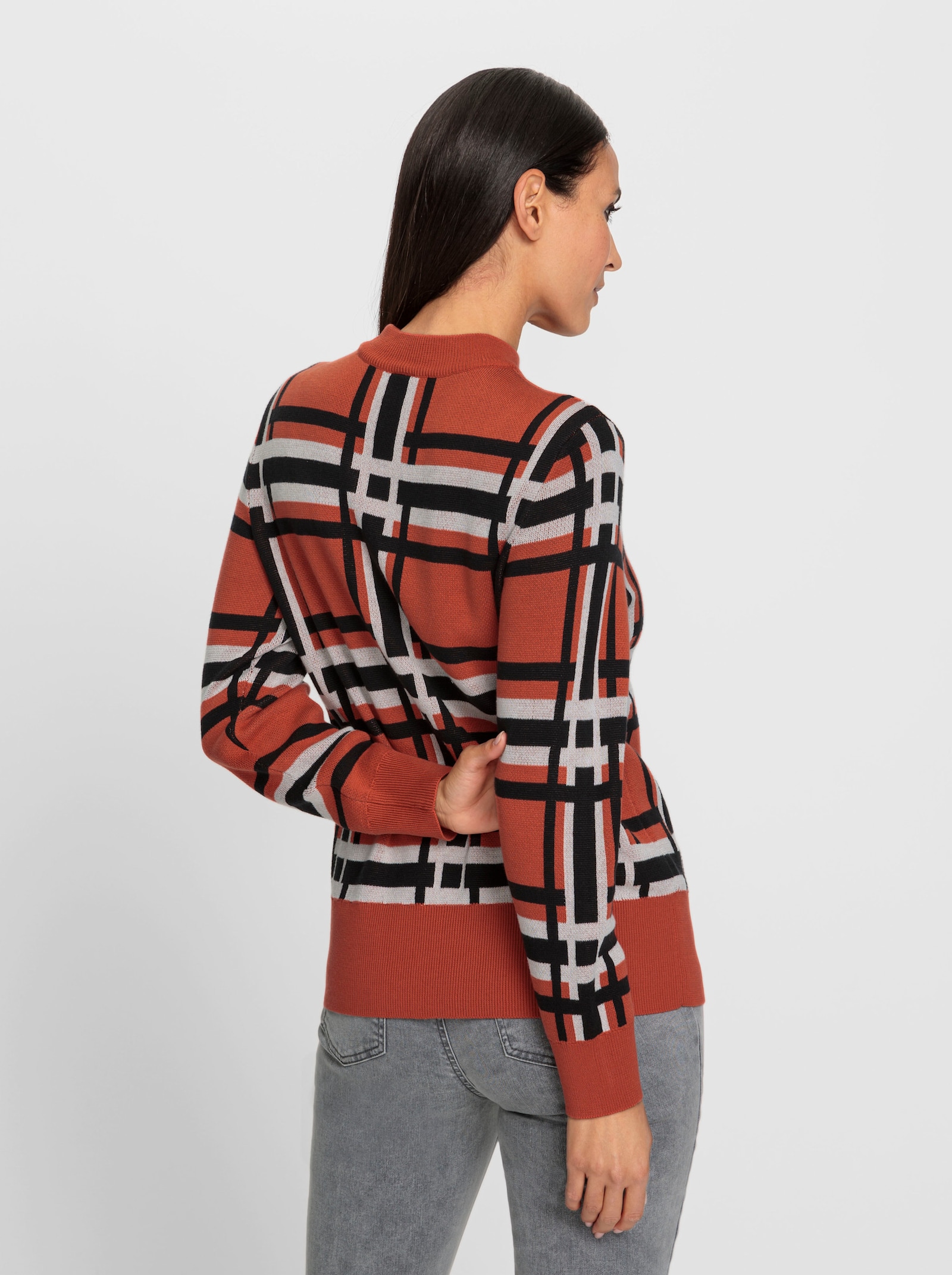 heine Jacquard-Pullover im Karo-Dessin - terra-schwarz-gemustert