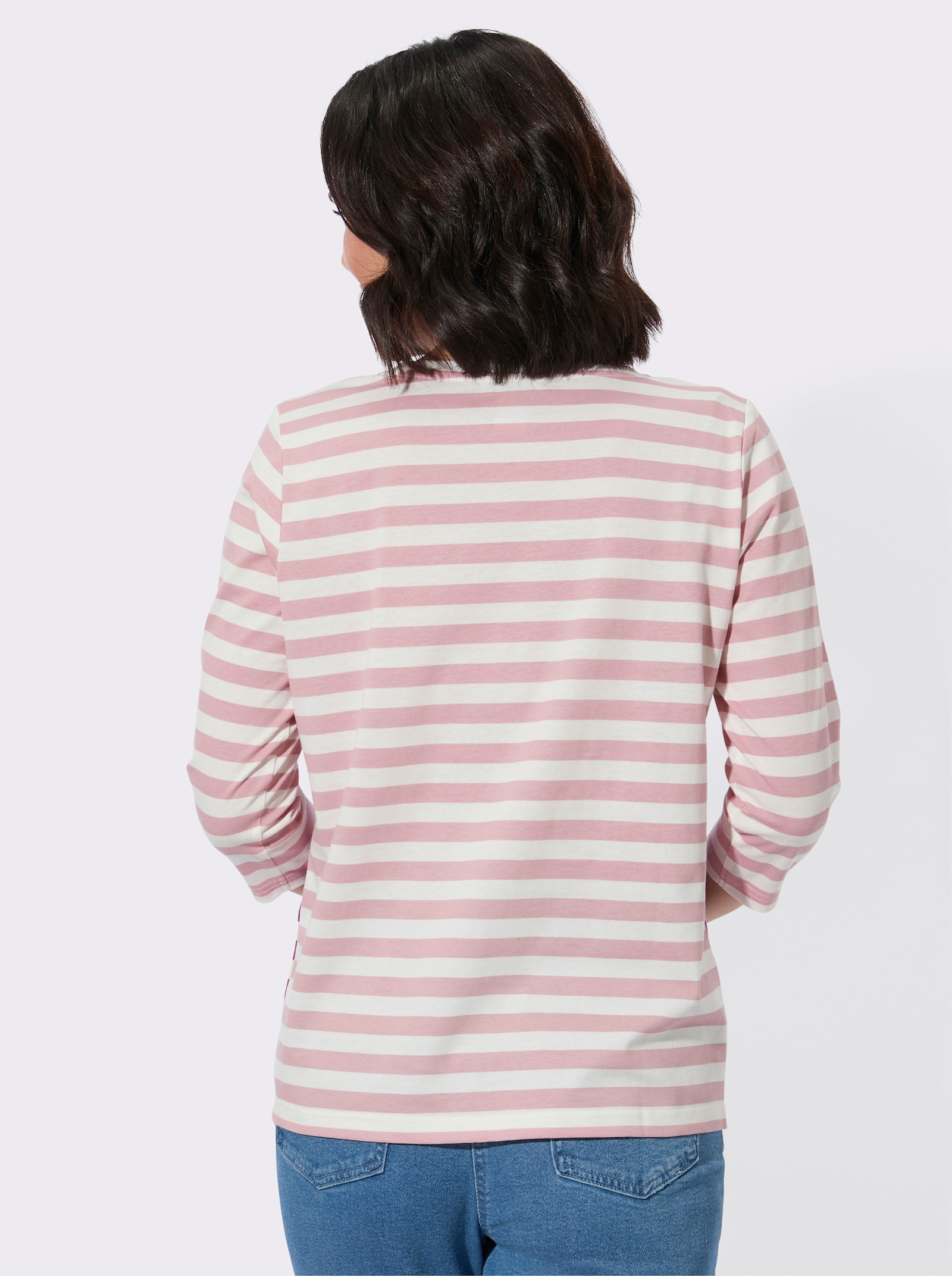 3/4-Arm-Shirt mit Rundhalsausschnitt - hortensie-malve-bedruckt