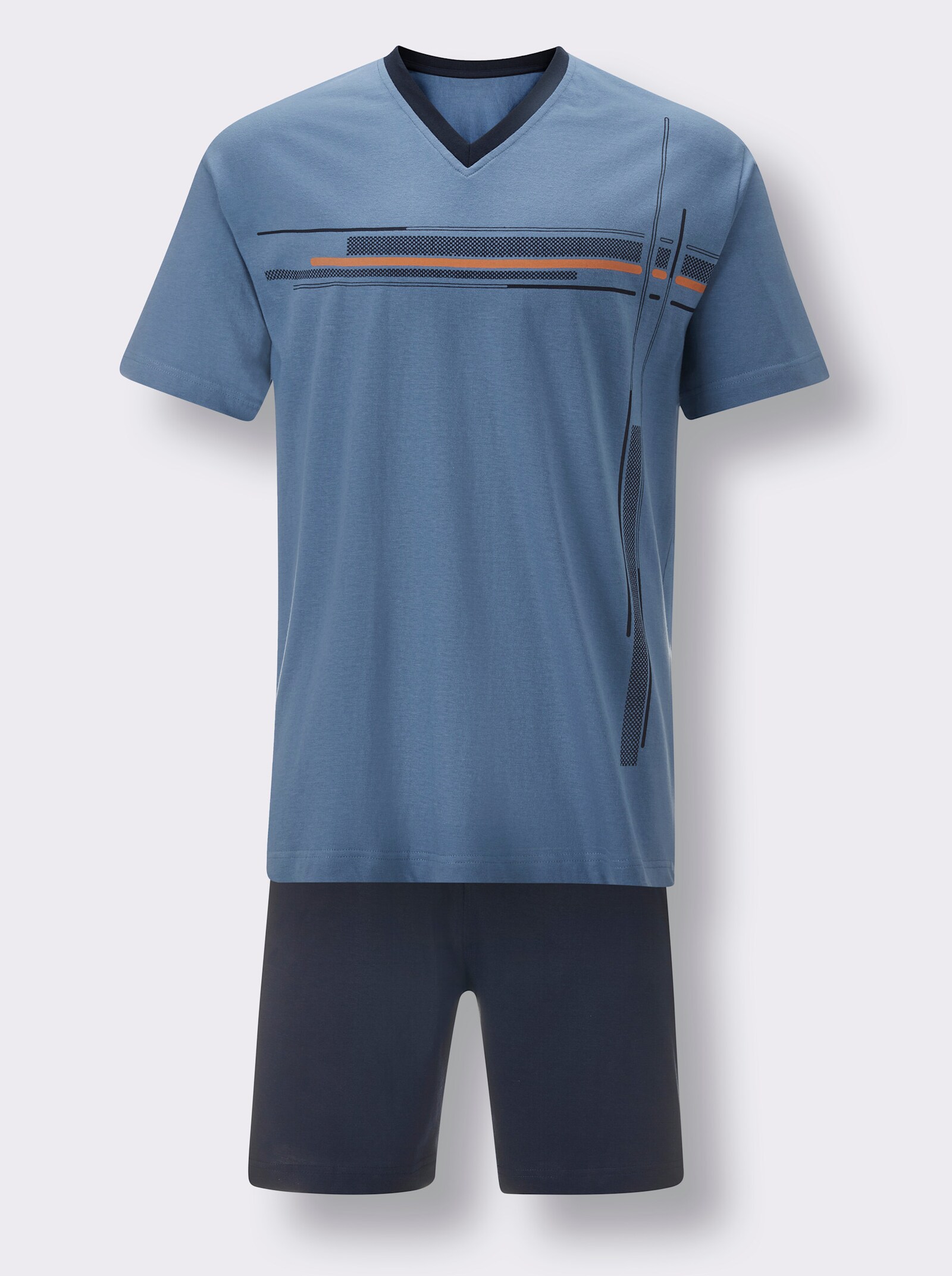 Normann Shorty - jeansblau-marine-bedruckt