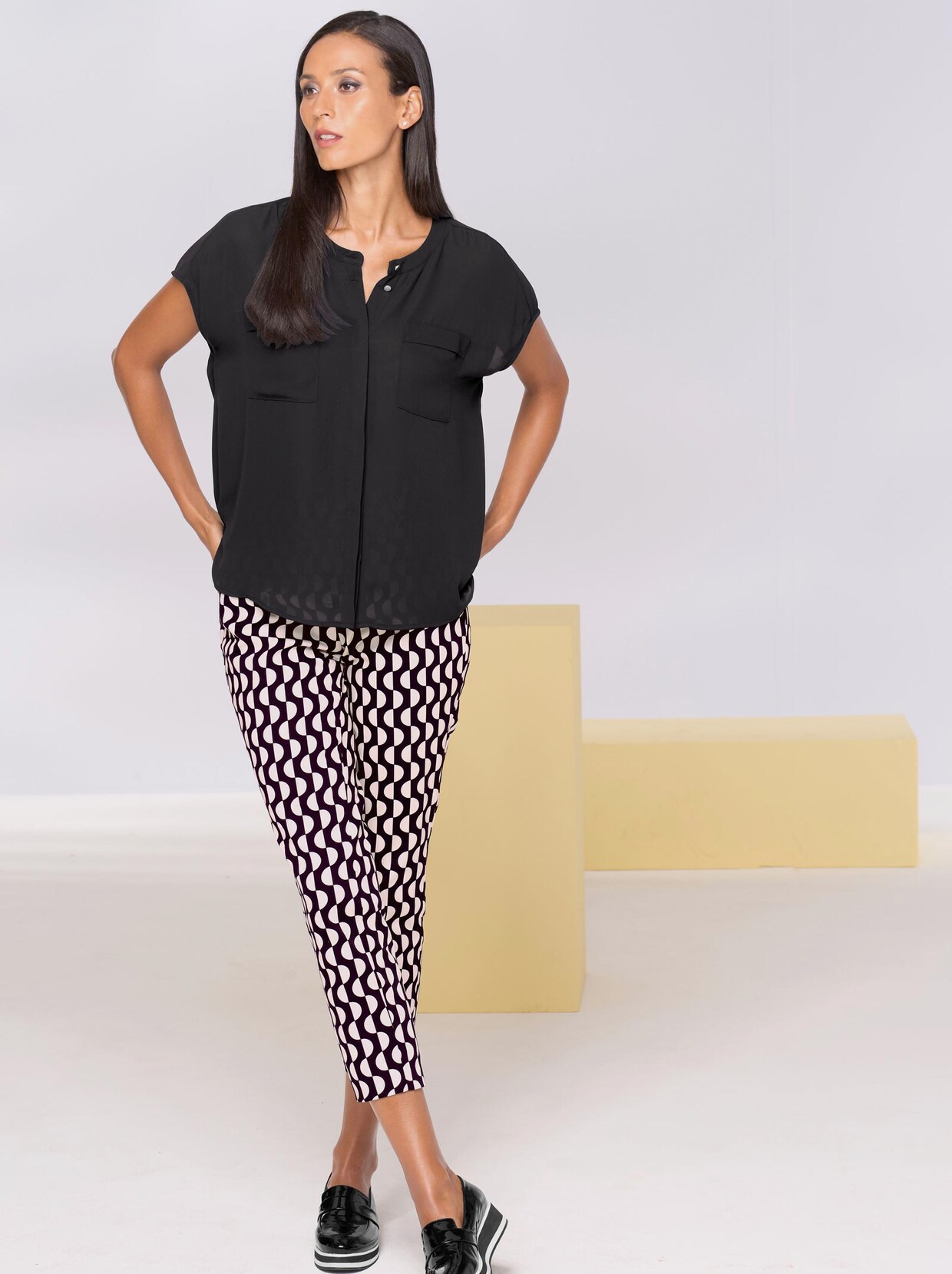 Linea Tesini Oversized Bluse - schwarz