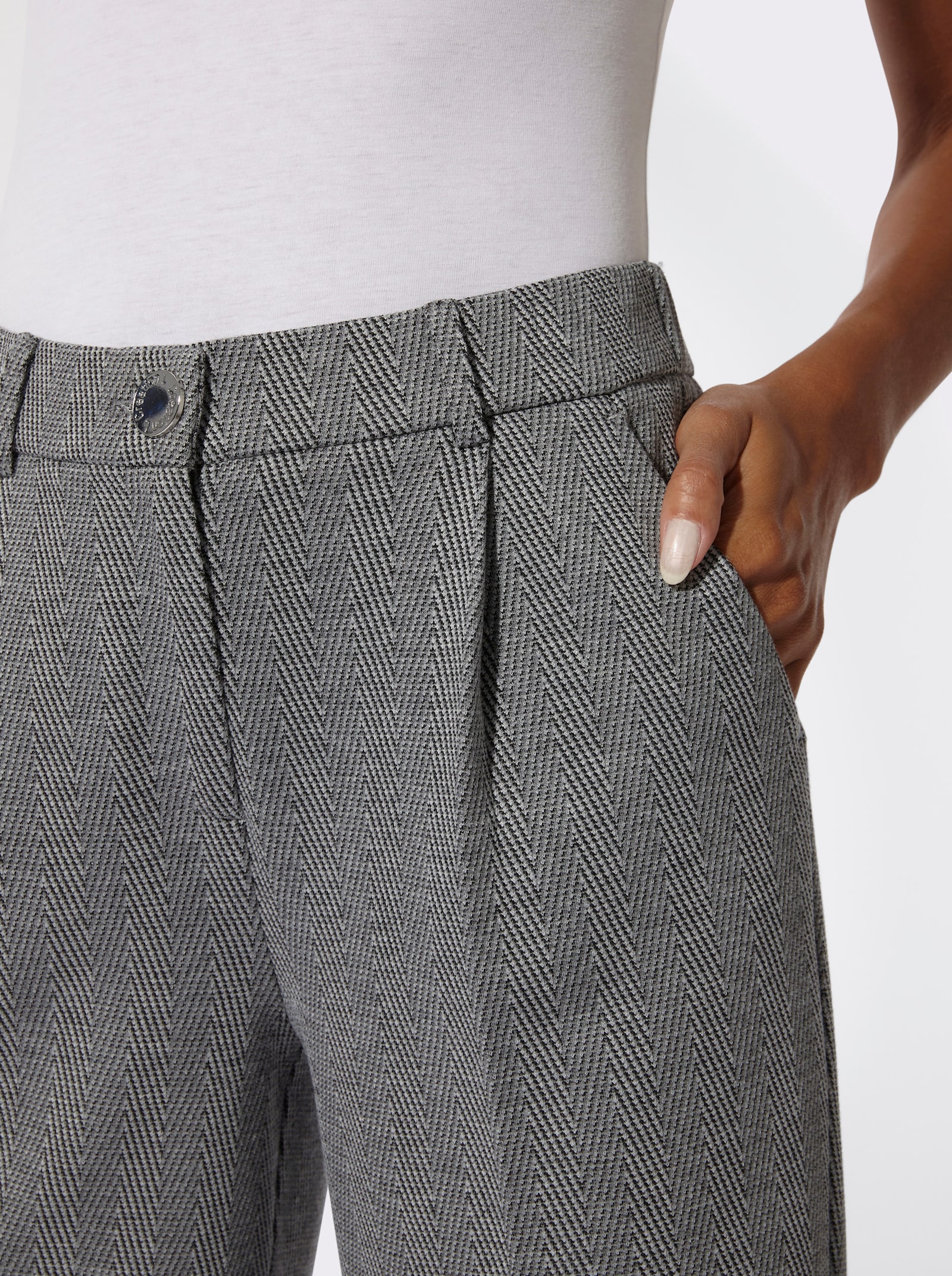 Jerseyhose mit modisch weiten Beinen - grau-anthrazit-gemustert