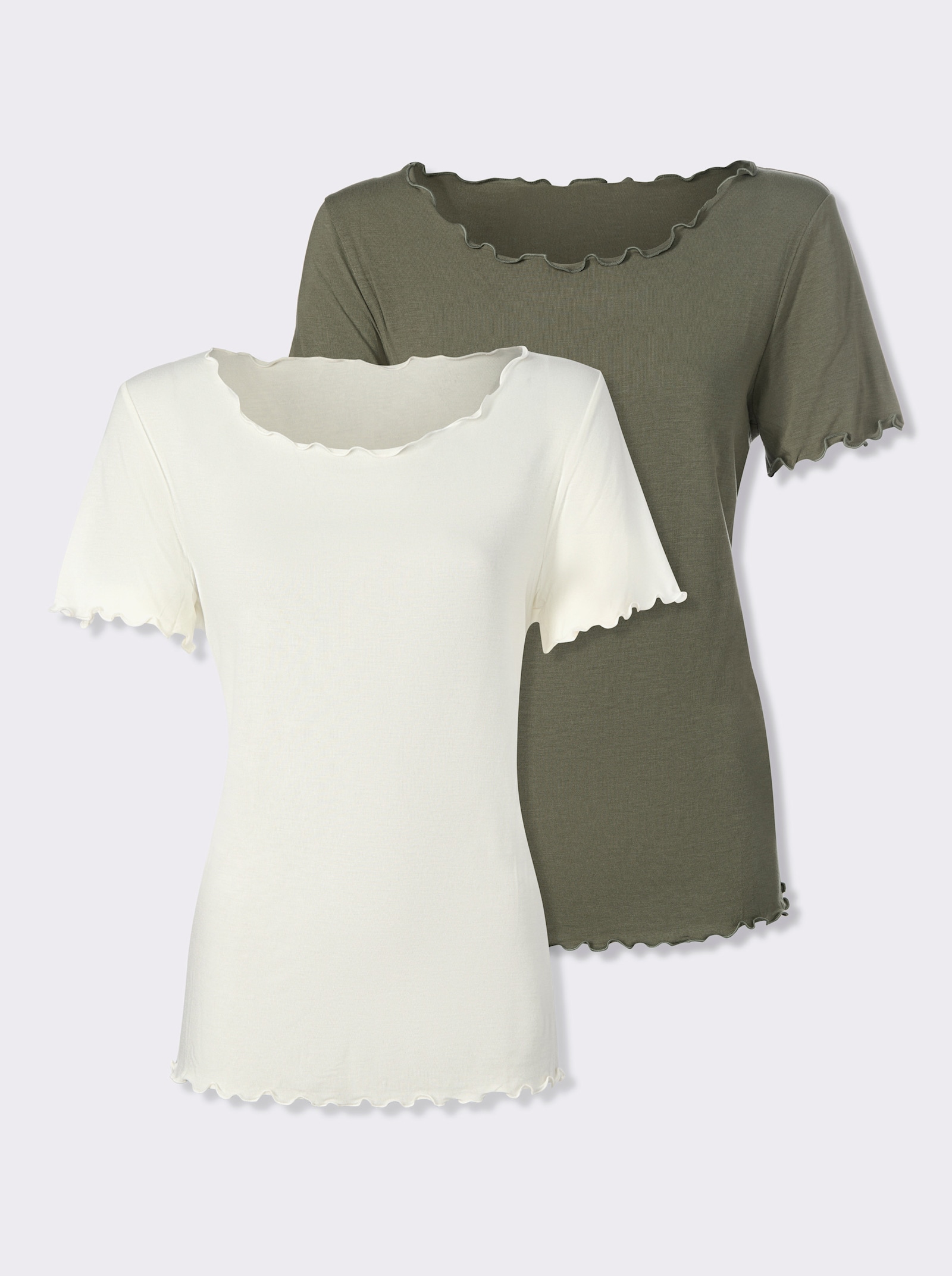 heine Shirt im Doppelpack - khaki-ecru