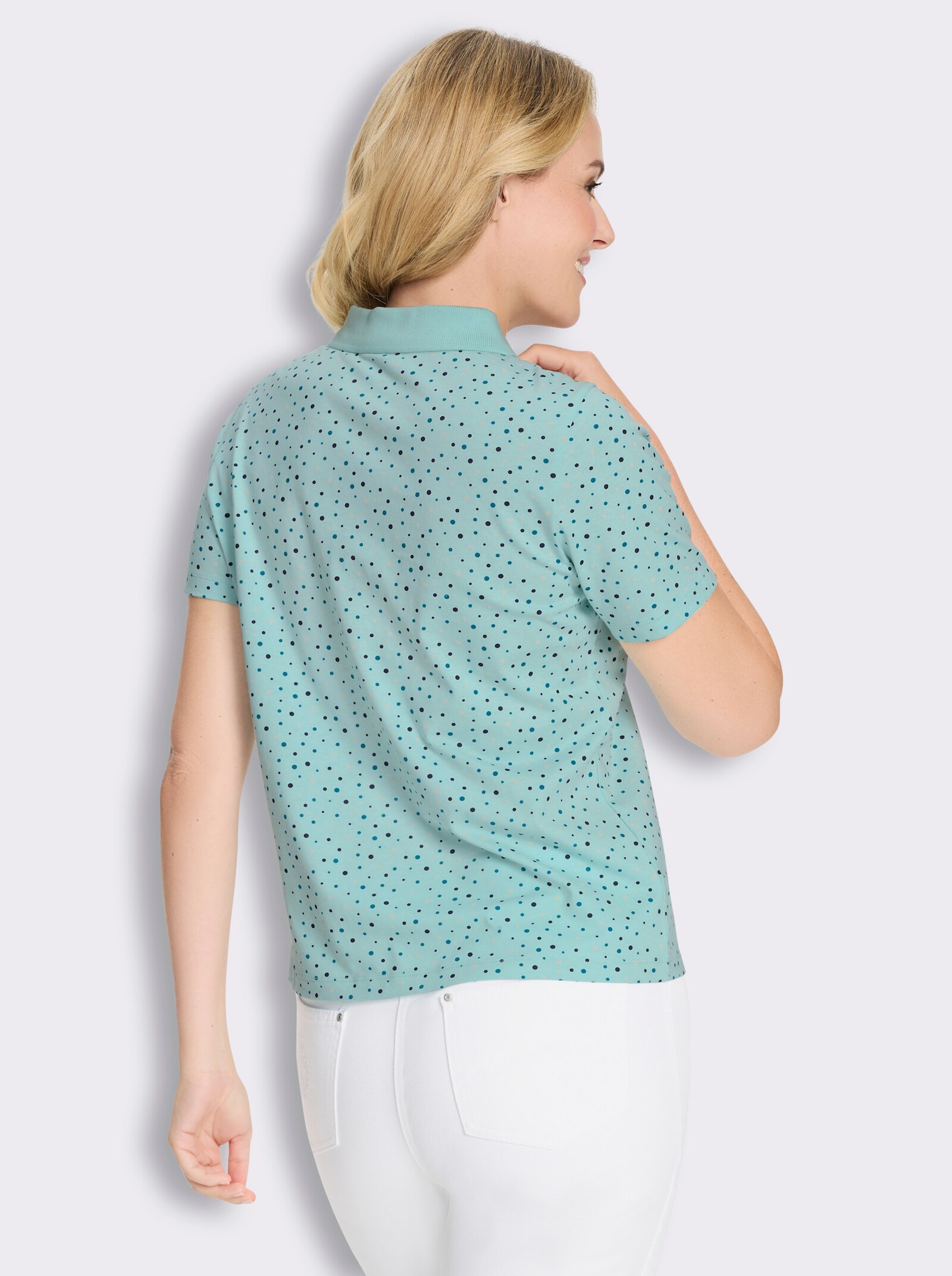 Poloshirt im Tupfen-Dessin - mint-aquapetrol-getupft