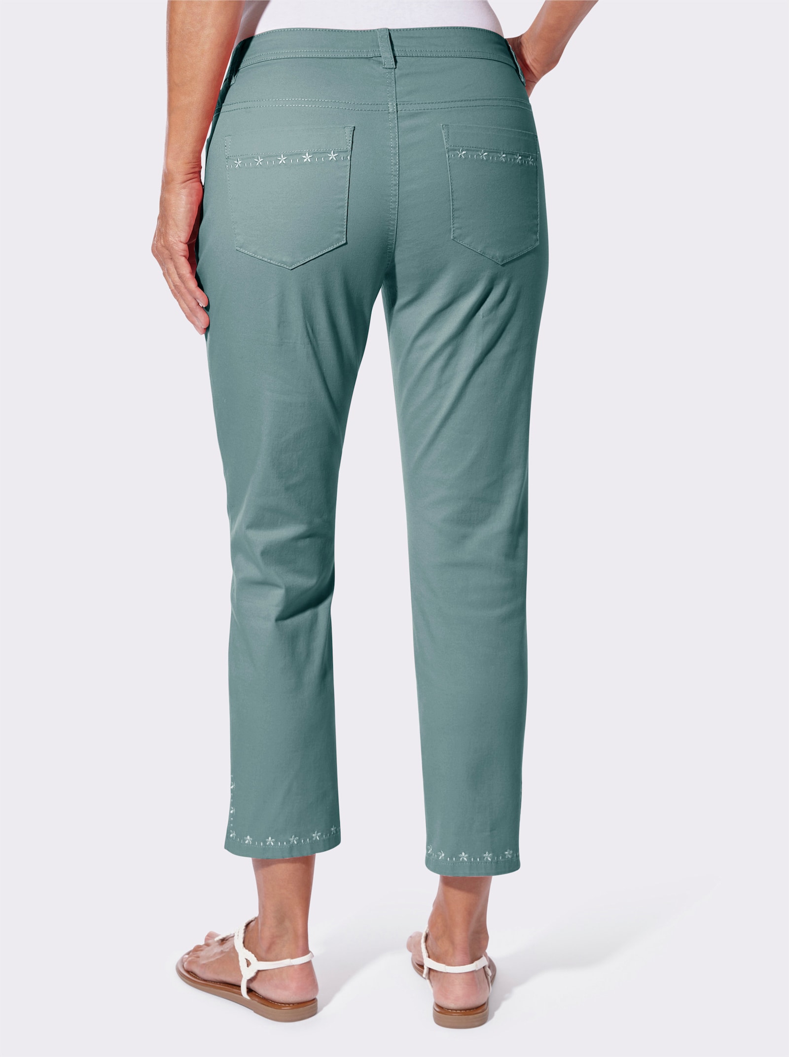7/8-Hose mit Stickerei - jade