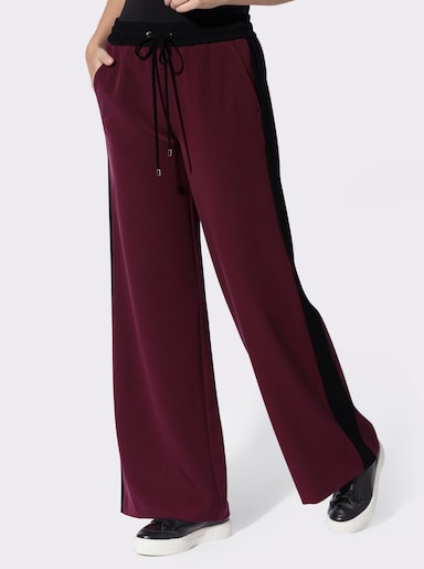 heine Webhose mit Galonstreifen - burgund-schwarz