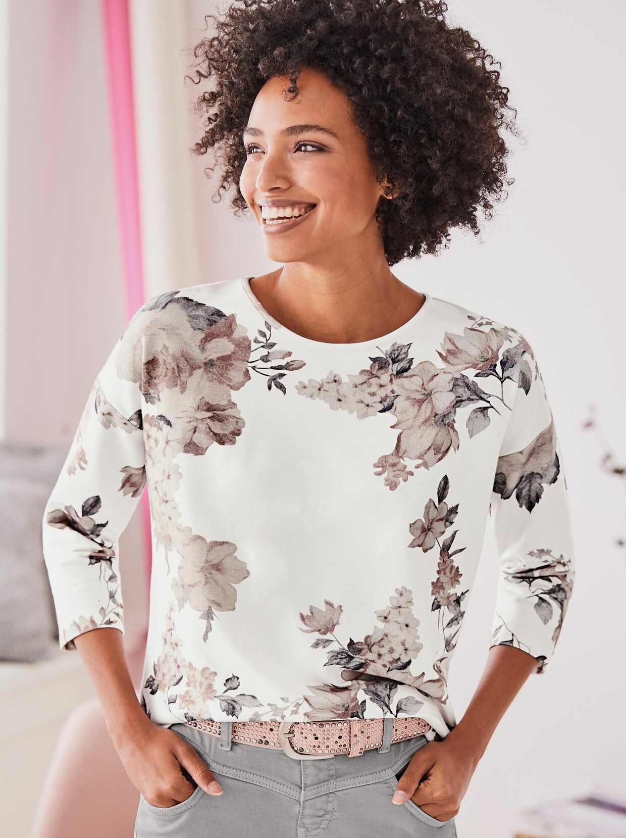Linea Tesini Druck-Shirt - softrose