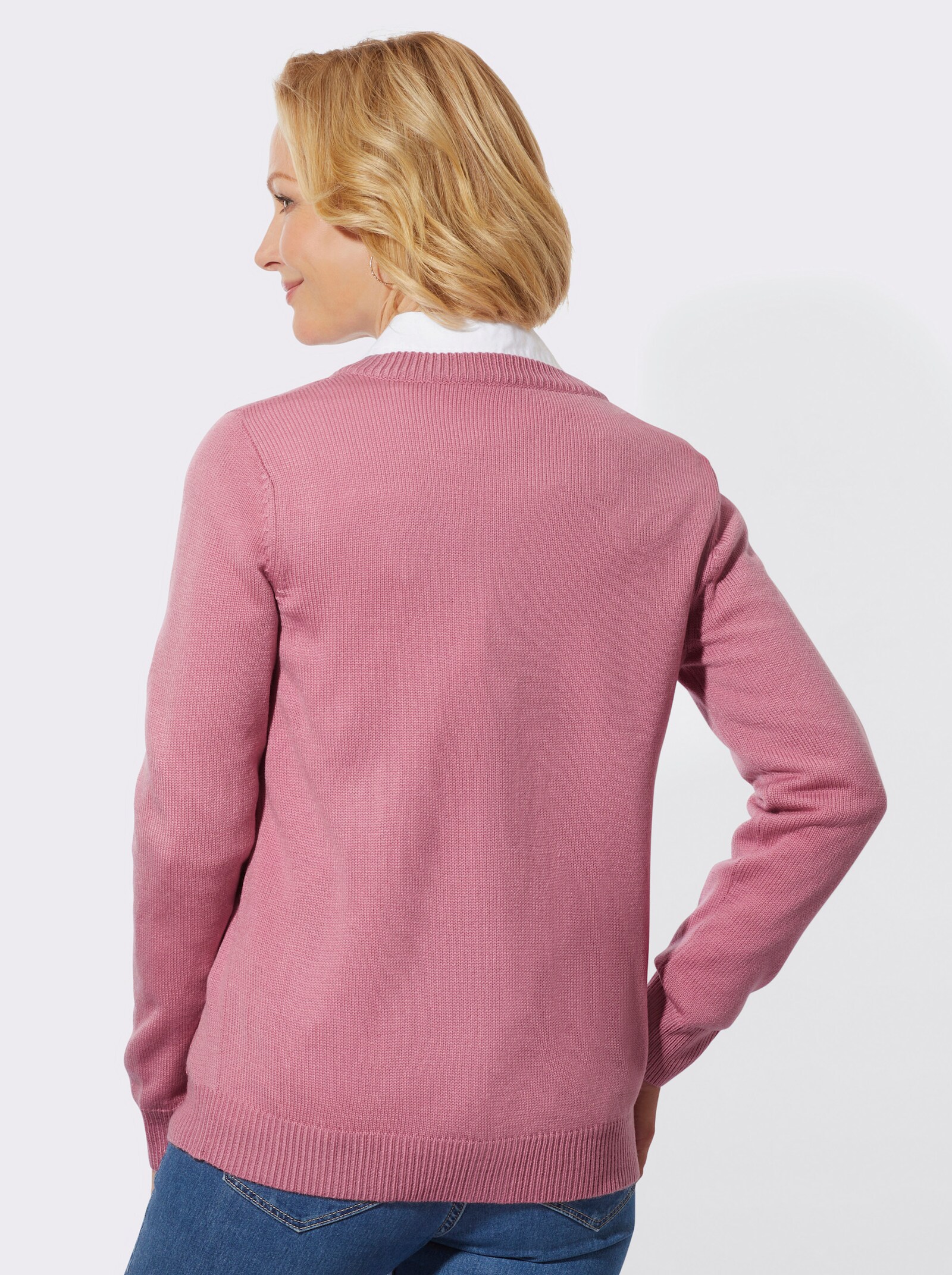 Strickjacke mit Ajourmuster - altrosa