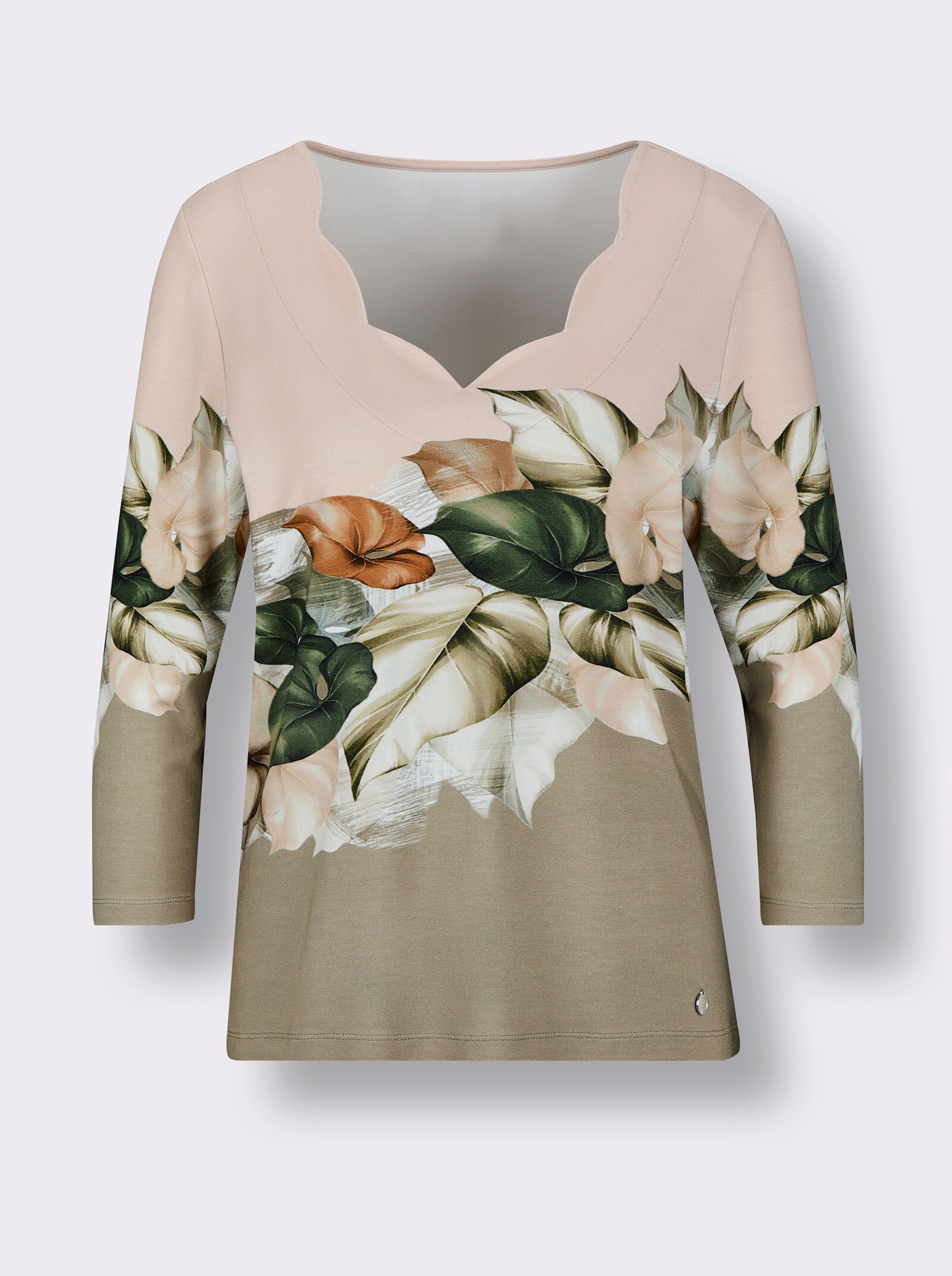 CREATION L PREMIUM Print-Shirt mit platziertem Druck - elfenbein-schlamm-bedruckt