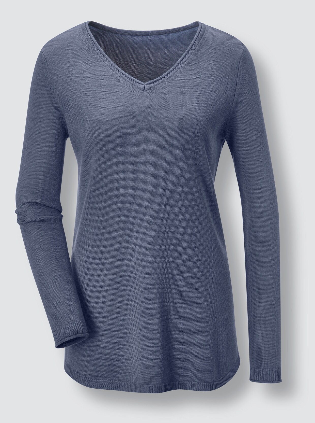 Creation L Premium Pullover van zijde en kasjmier - blauw gemêleerd