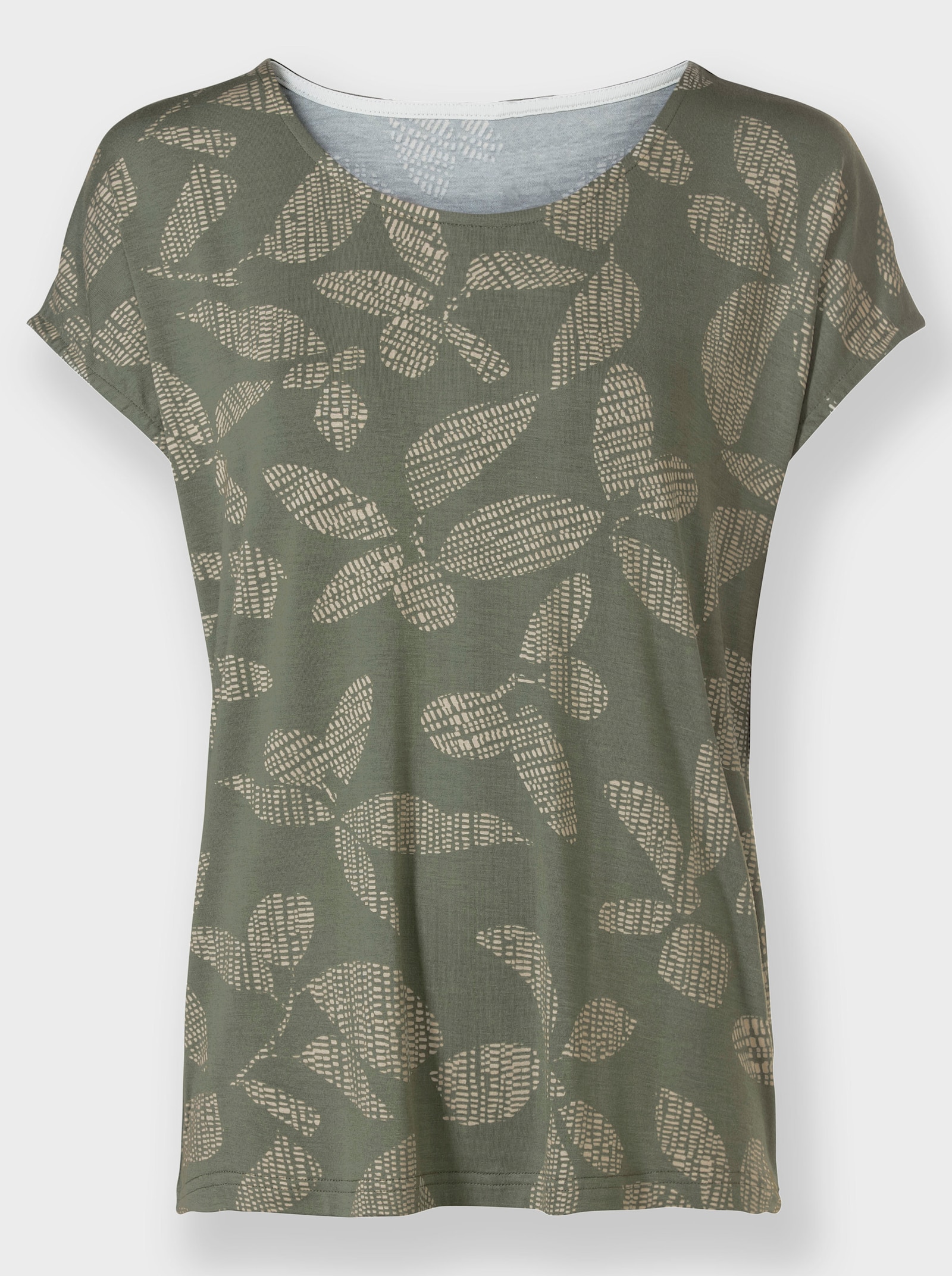 Shirt met print van viscose, bedrukt - kaki/zand/bedrukt