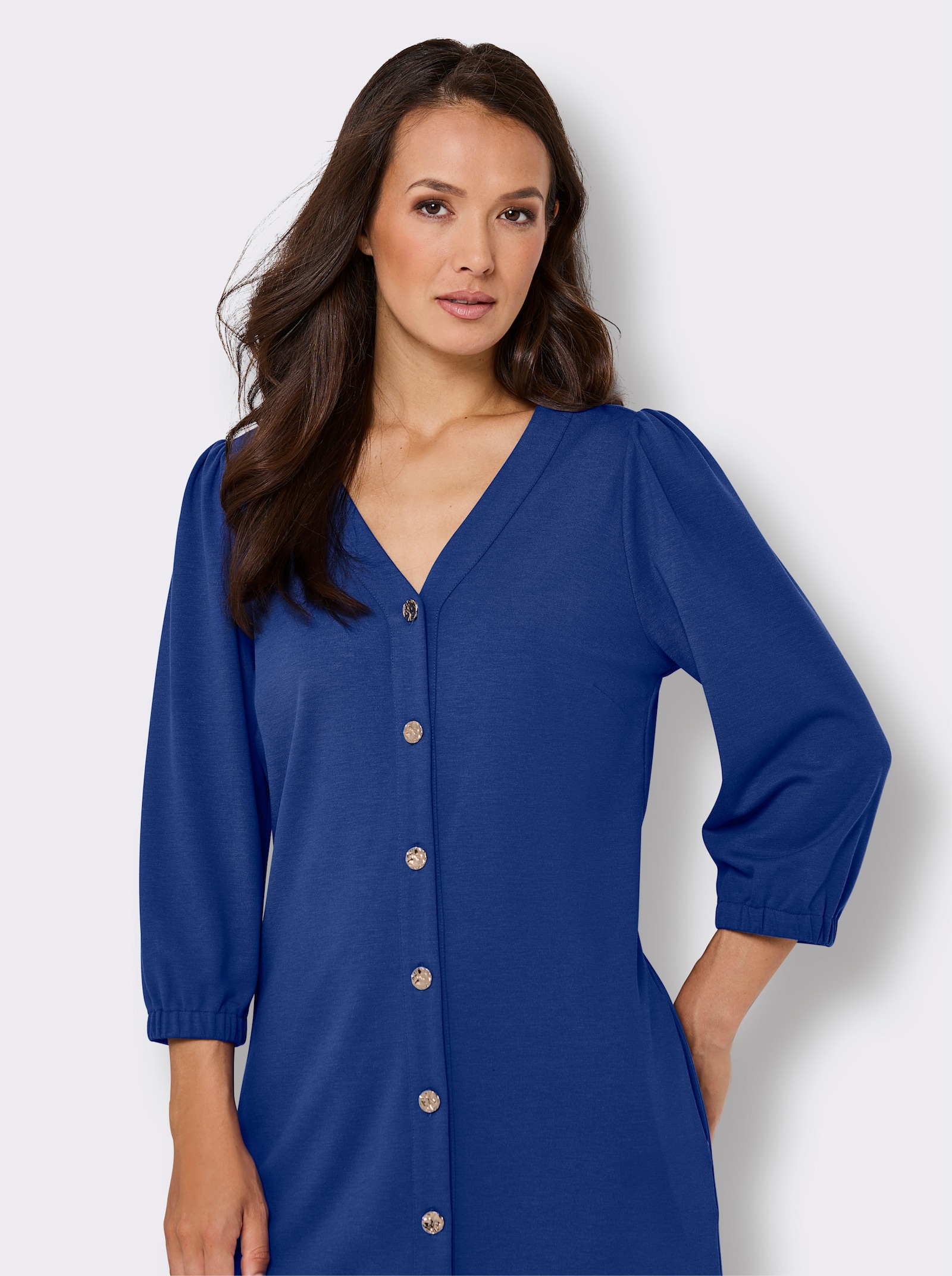 CREATION L PREMIUM A-Linien-Kleid mit edlem Seiden-Schimmer - royalblau