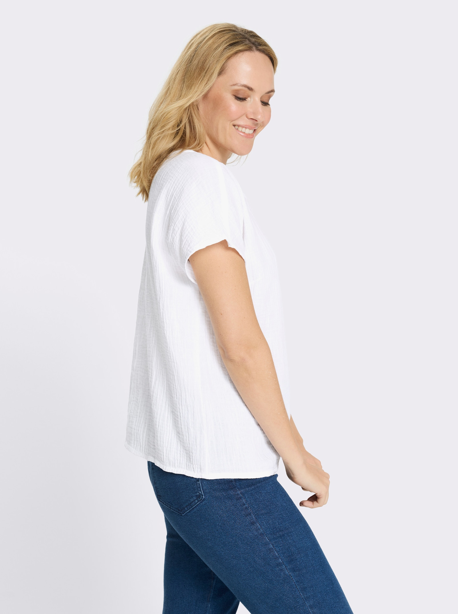 Schlupfbluse in Musselin-Qualität - weiß