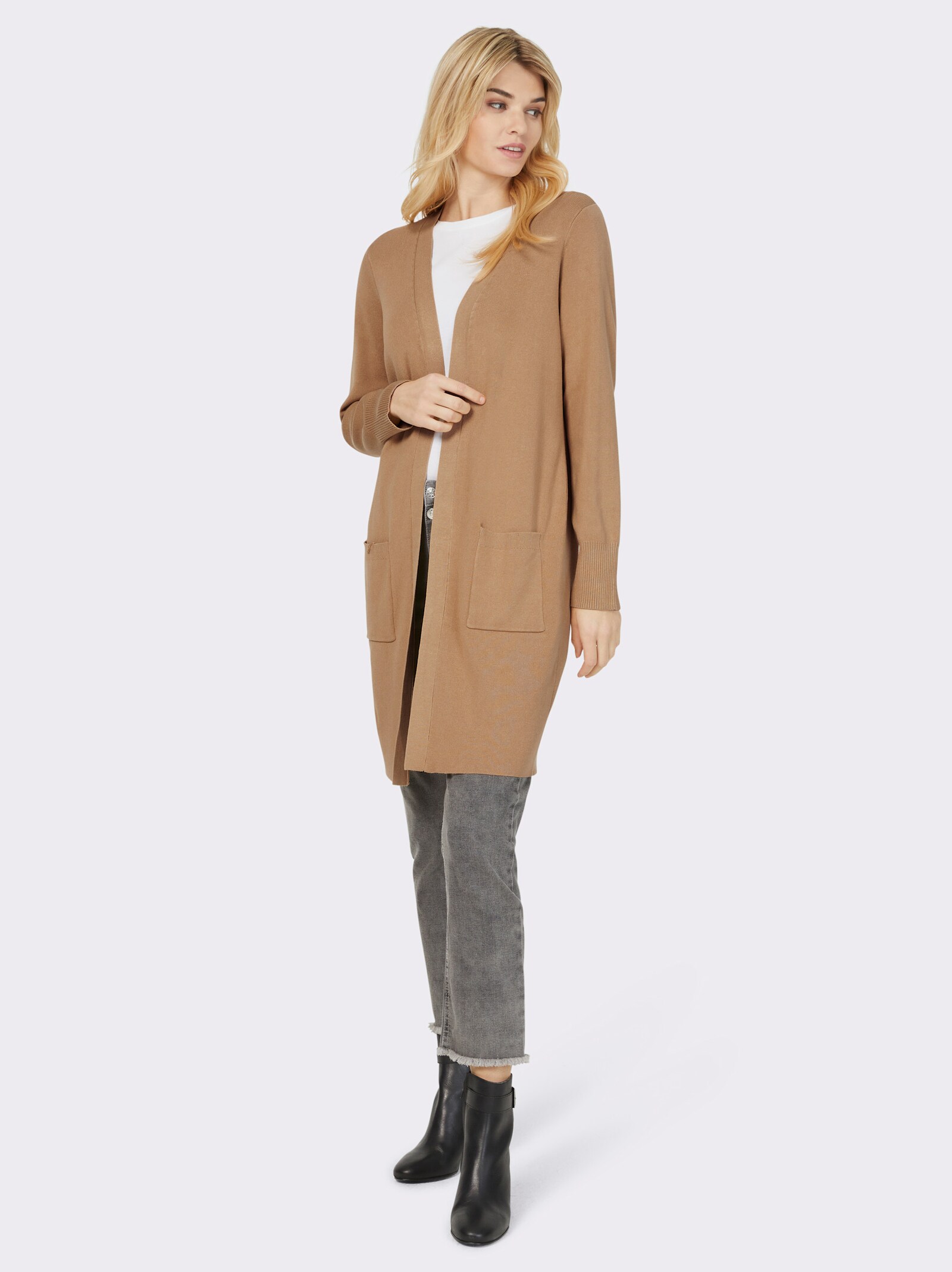 heine Longstrickjacke in Feinstrick-Qualität - camel