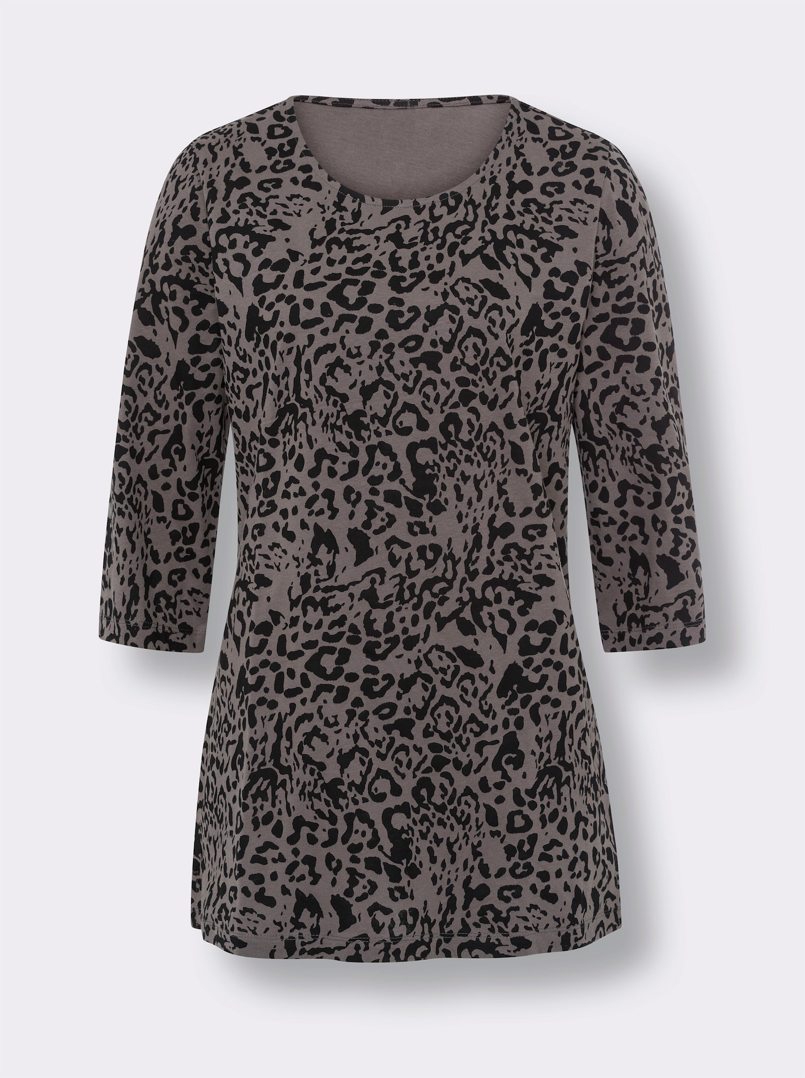 Longshirt mit Seitenschlitzen - anthrazit-bedruckt