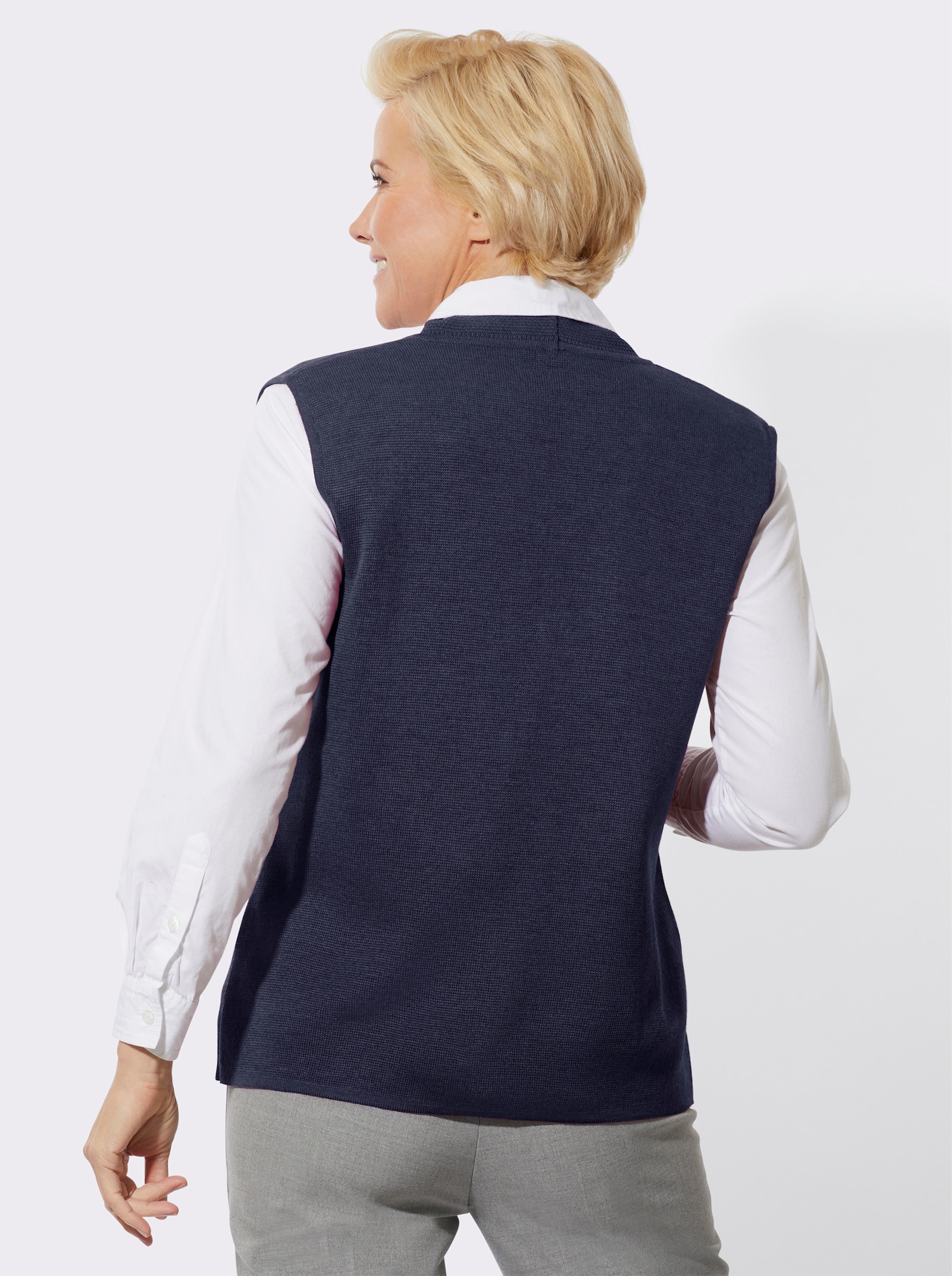 Mouwloos vest met merinowol - marine