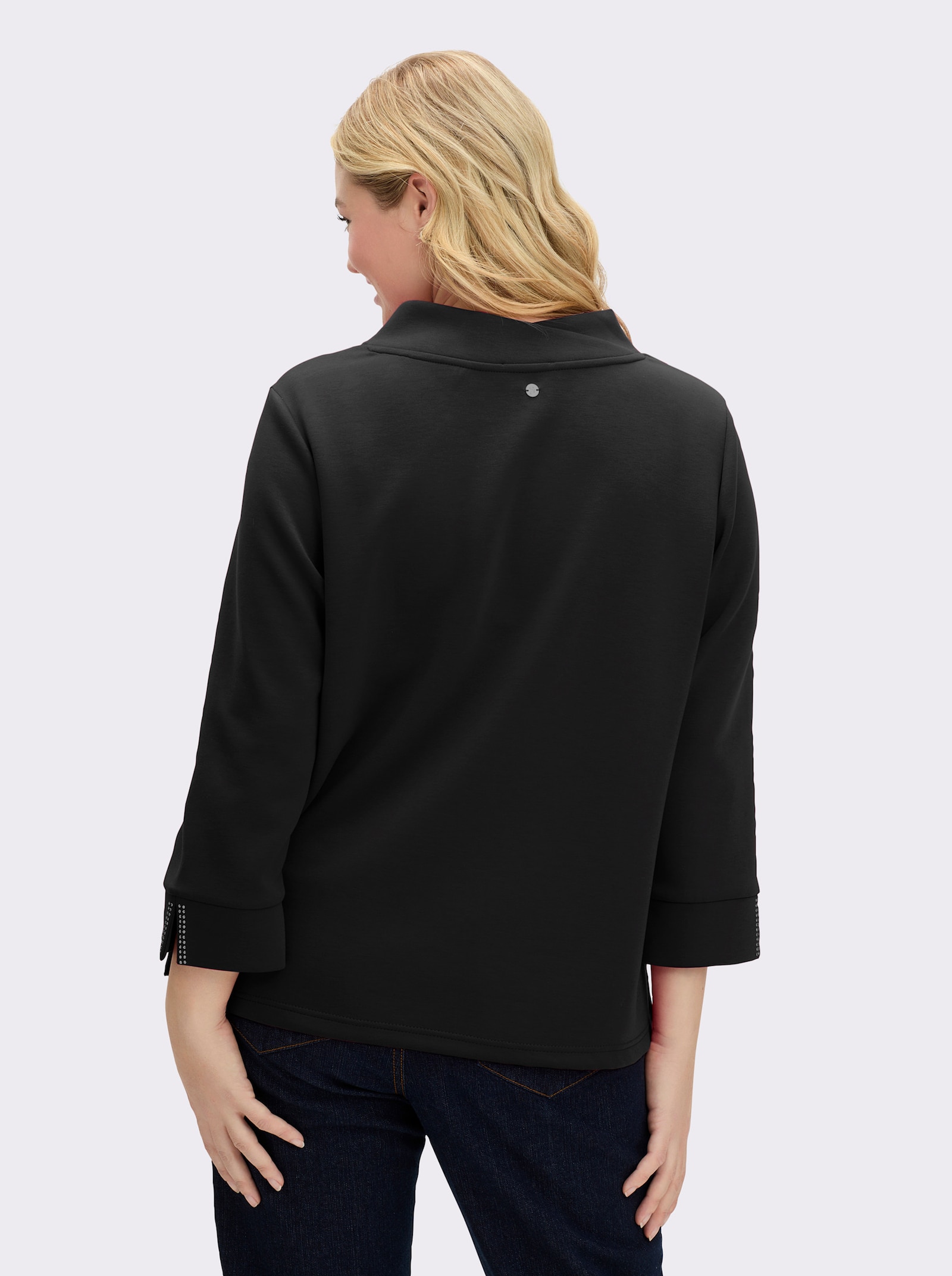 sheego Sweatshirt mit Glitzerdetails - schwarz