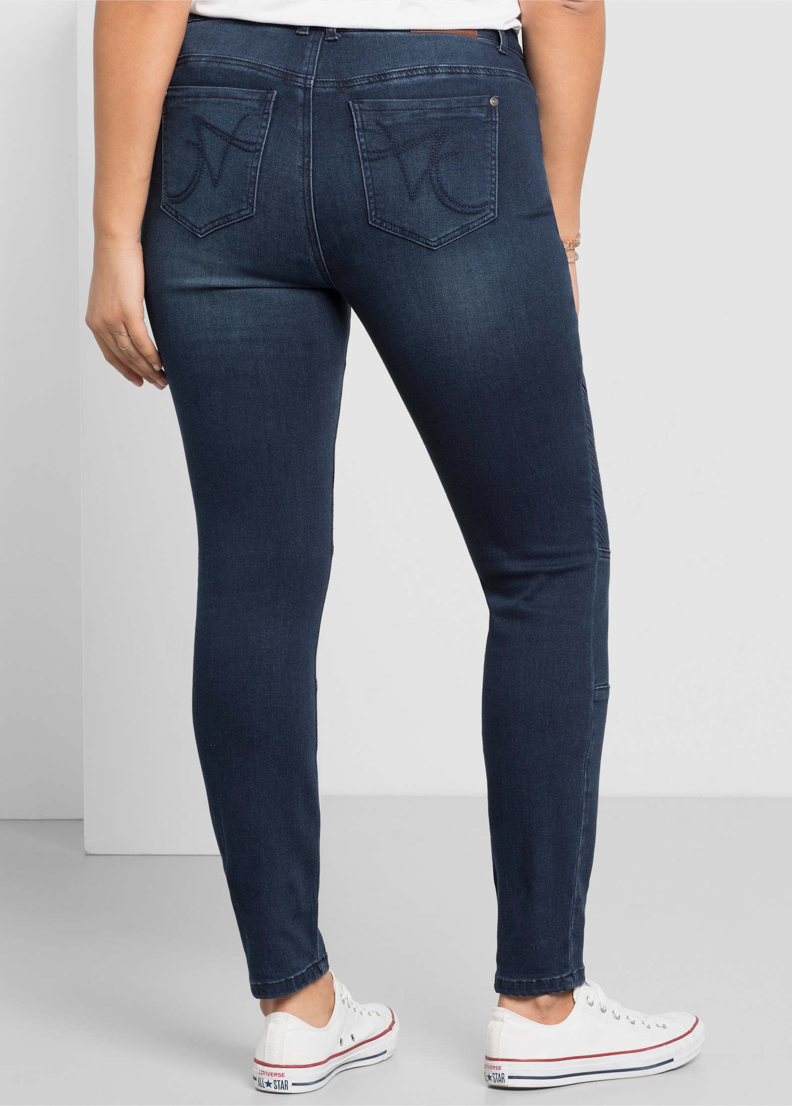 sheego Skinny jeans in bikerlook - dark blue denim