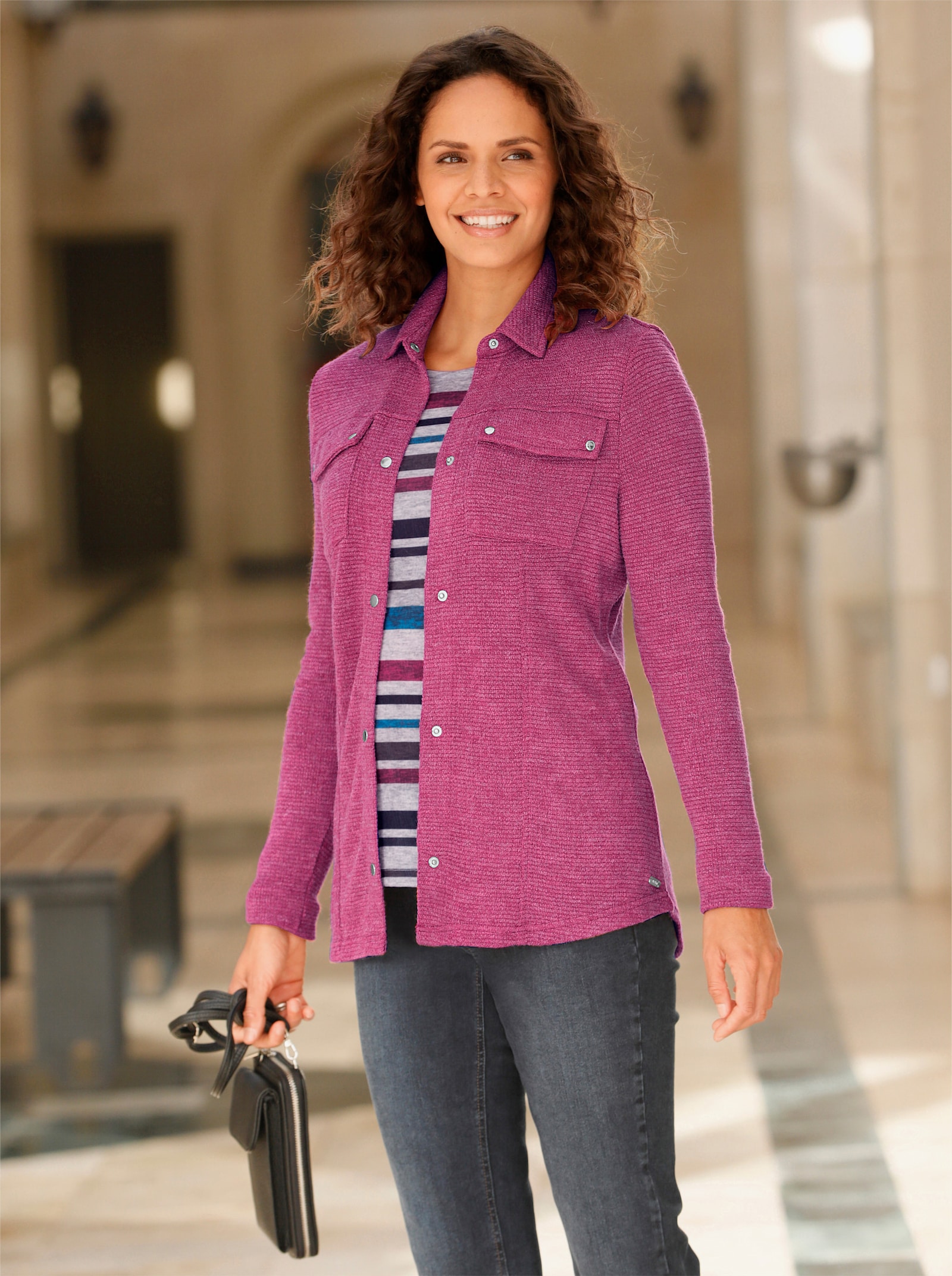 Shirtjacke mit Brusttaschen - malve