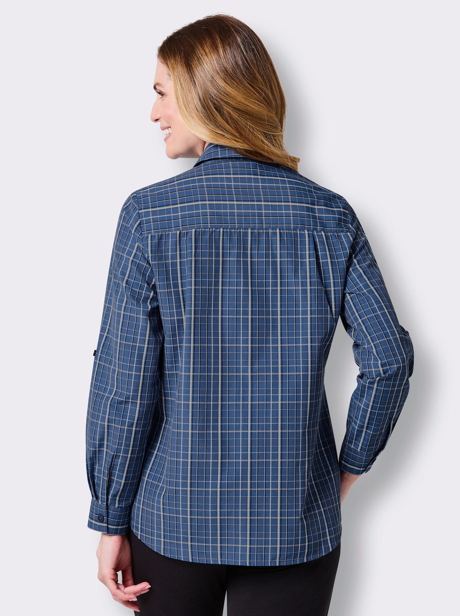 Catamaran Sports Funktionsbluse mit Krempelärmel - marine-kariert