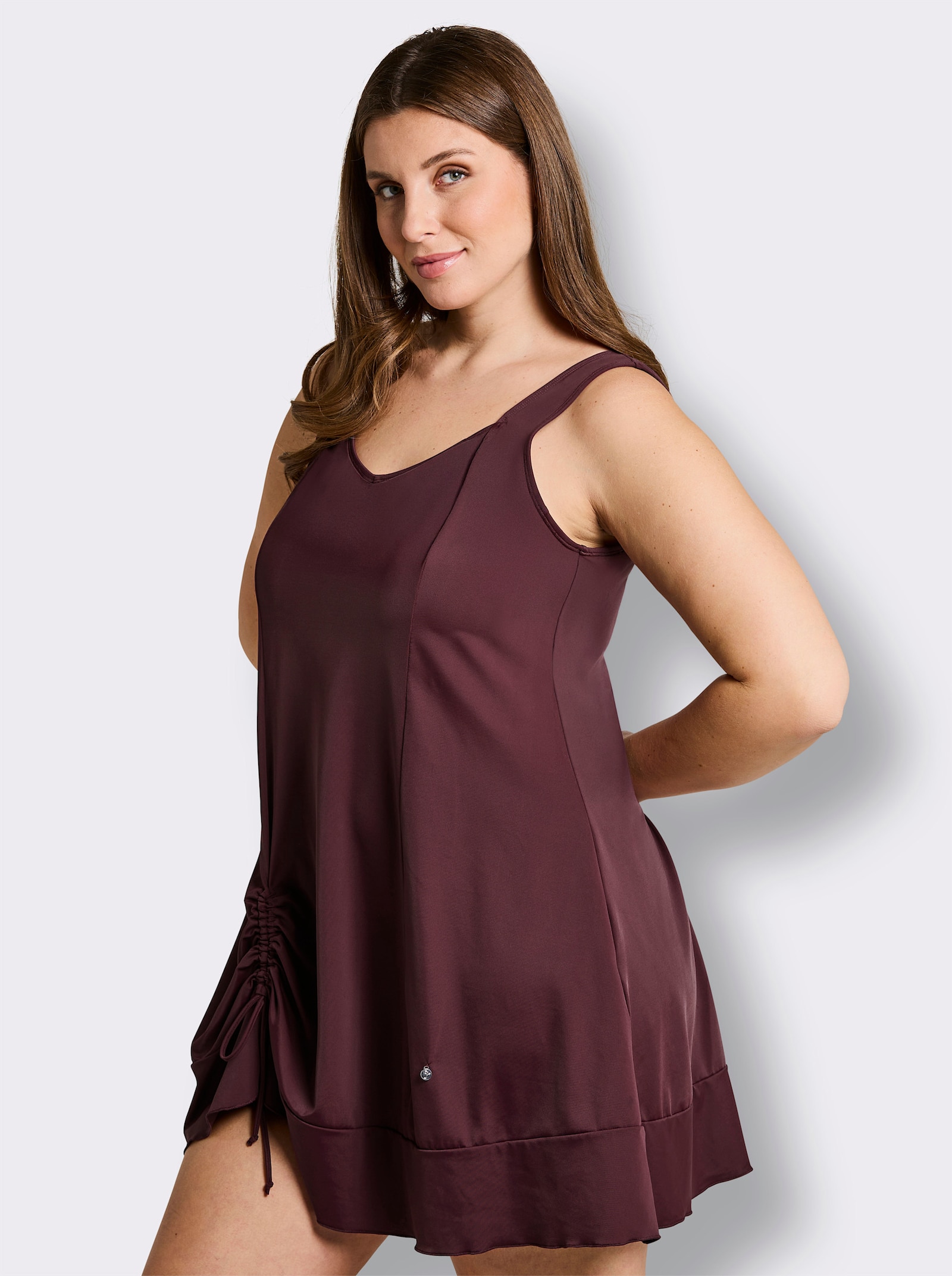 sheego Badekleid mit Raffung am Saum - burgund