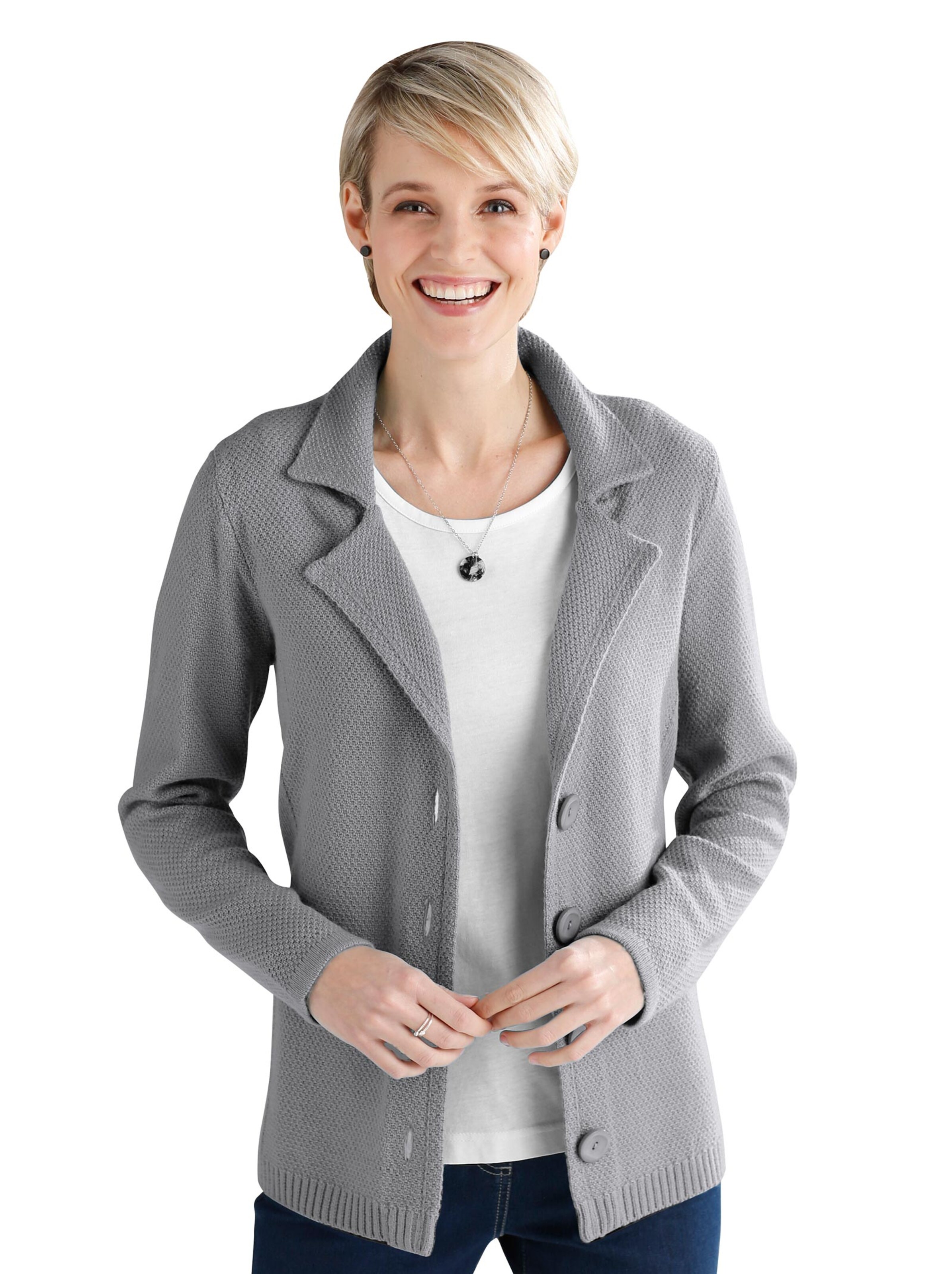 Strickjacke - steingrau