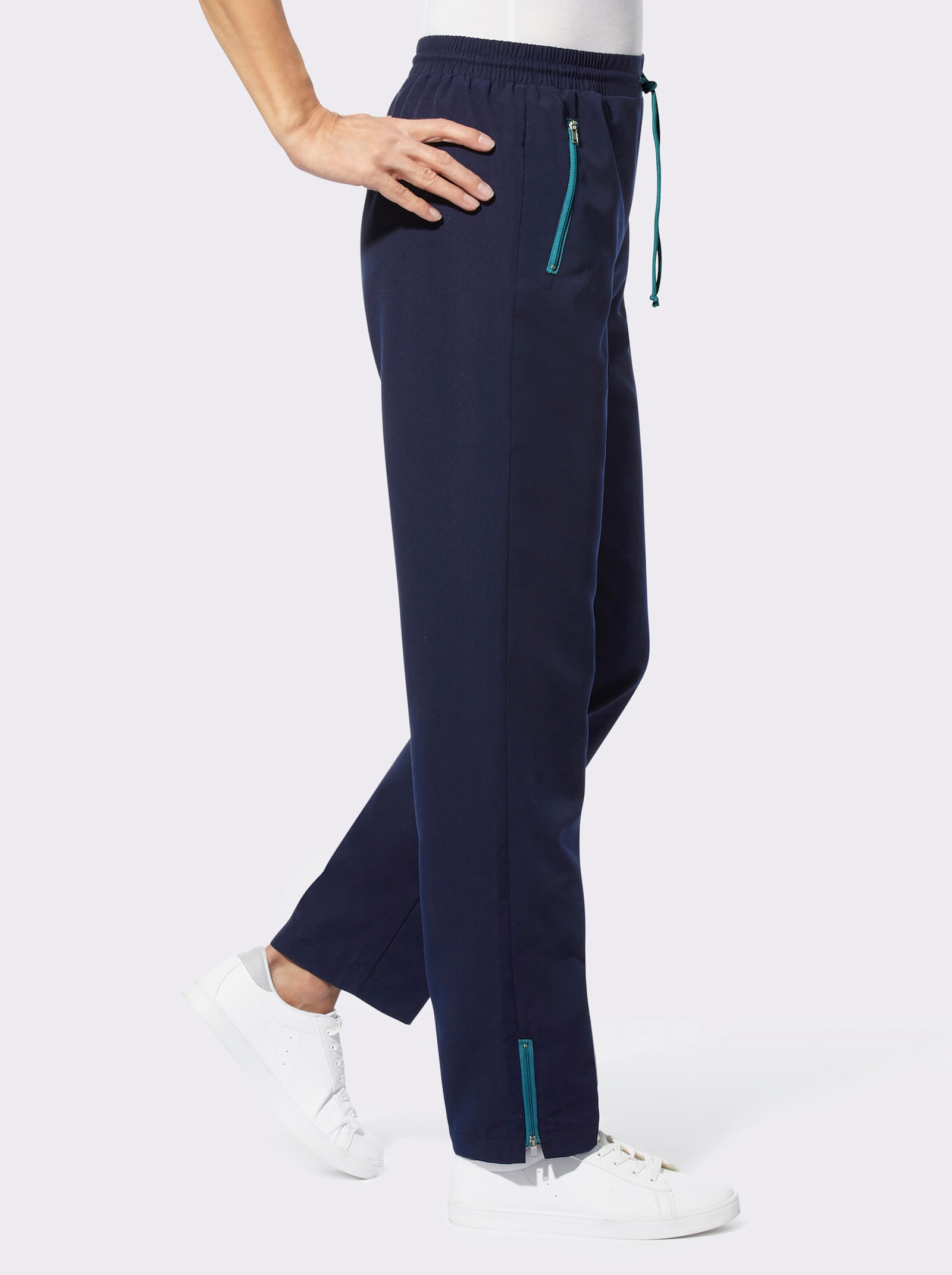 Freizeithose mit kontrastfarbigen Akzenten - marine