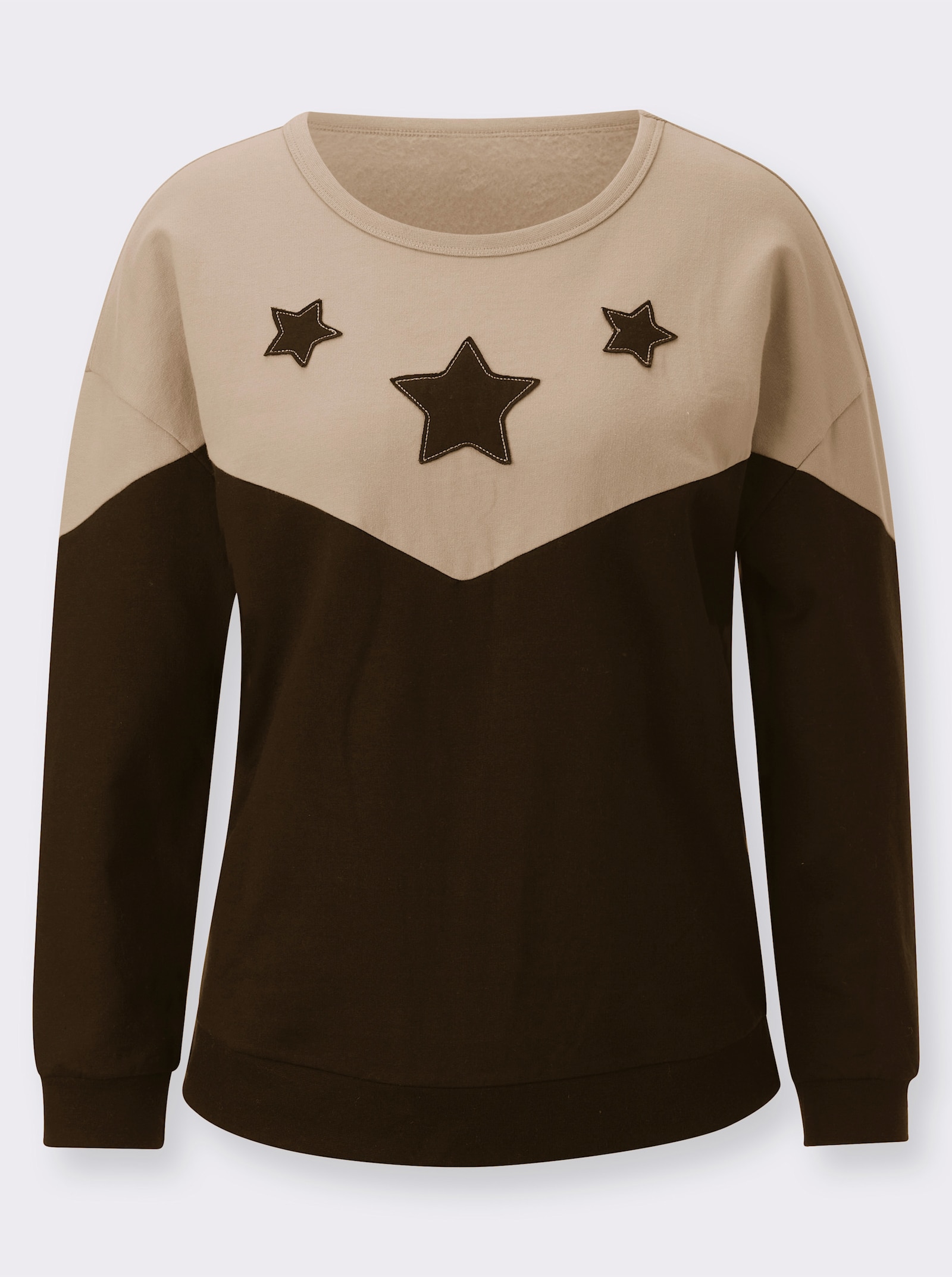 Sweatshirt mit Fransen - beige-schwarz