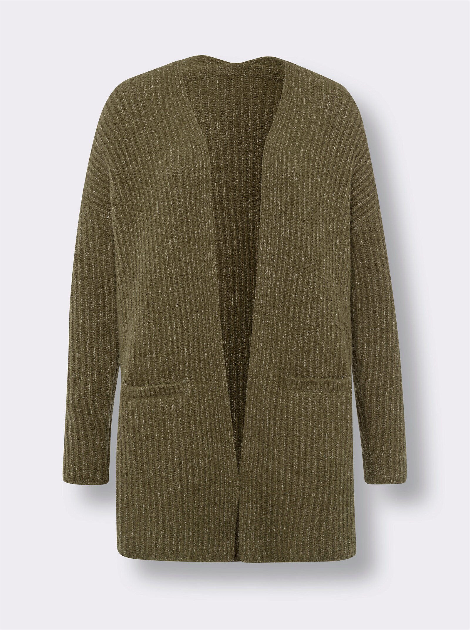 heine Longstrickjacke in melierter Qualität - khaki-meliert