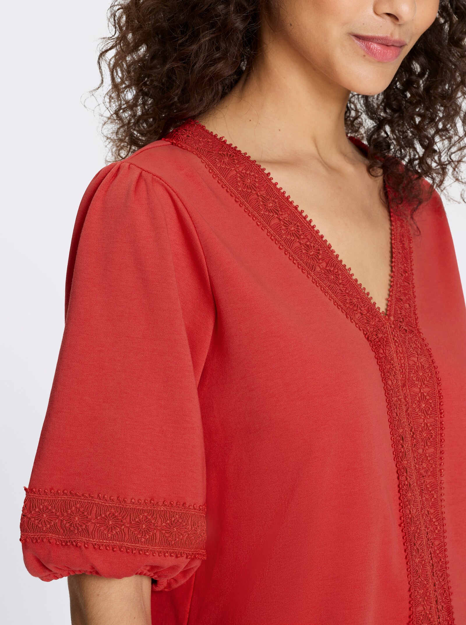 heine Shirt mit Spitze - erdbeere