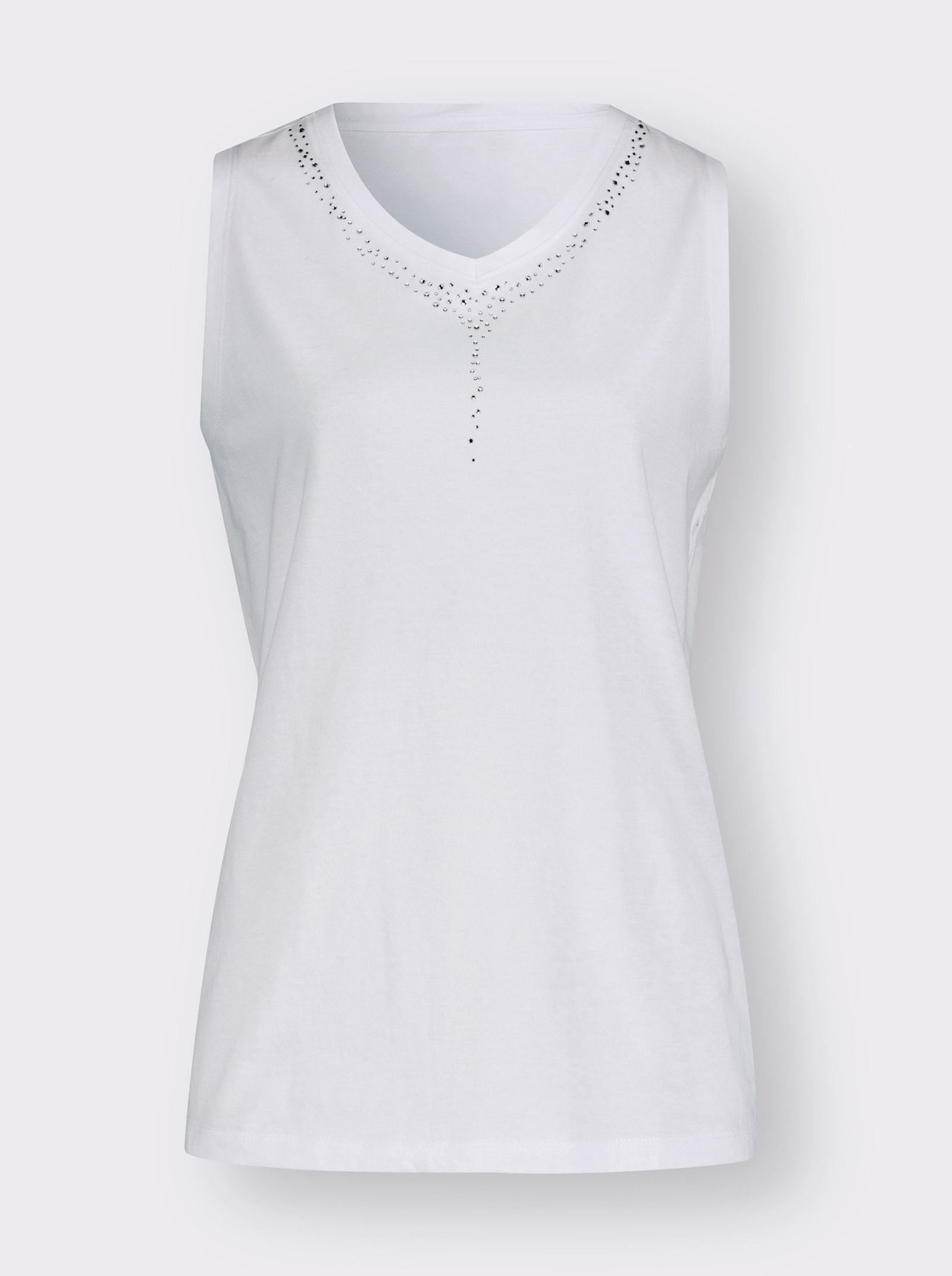 Shirttop mit Ziersteinchen - weiss