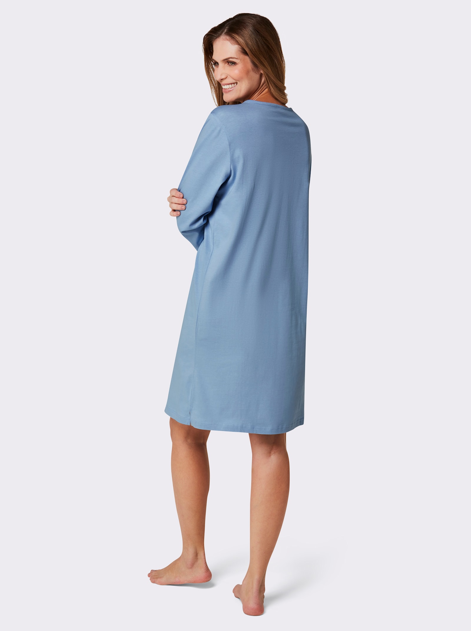wäschepur Sleepshirts im Baumwoll-Mix - bleu + hortensia-bleu-geringelt