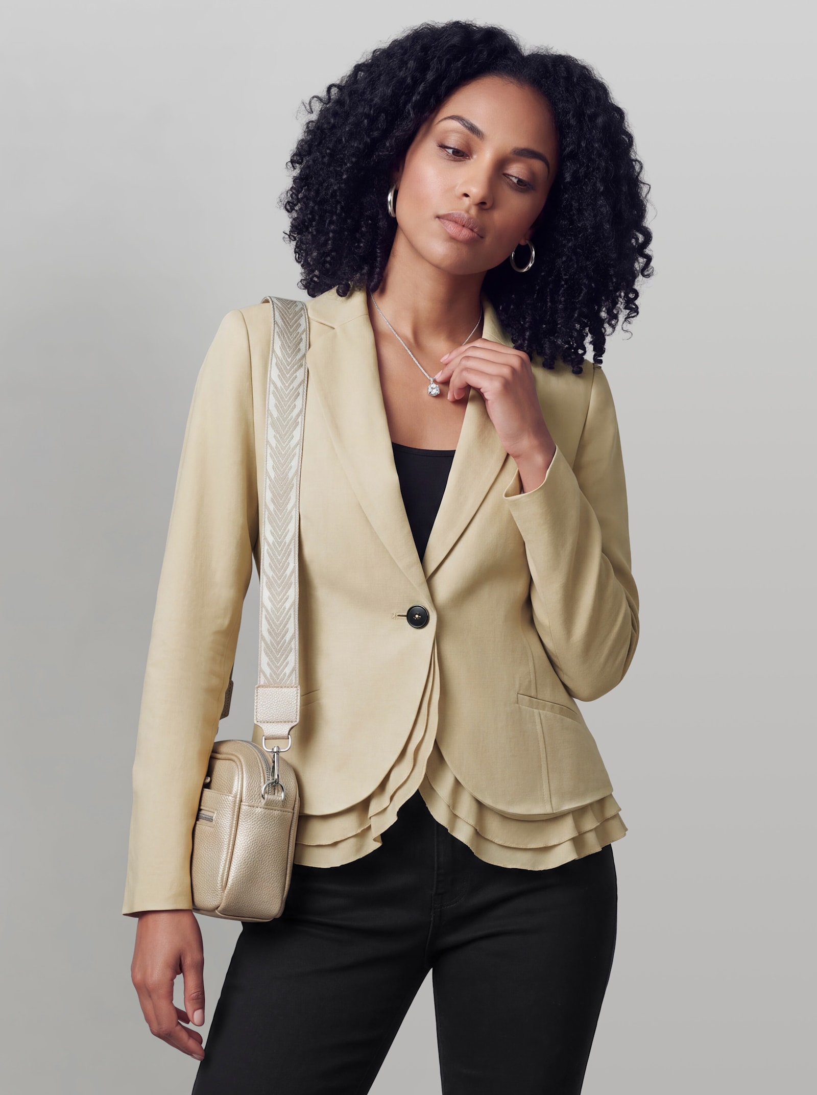 heine Blazer mit doppellagigem Saum - sand